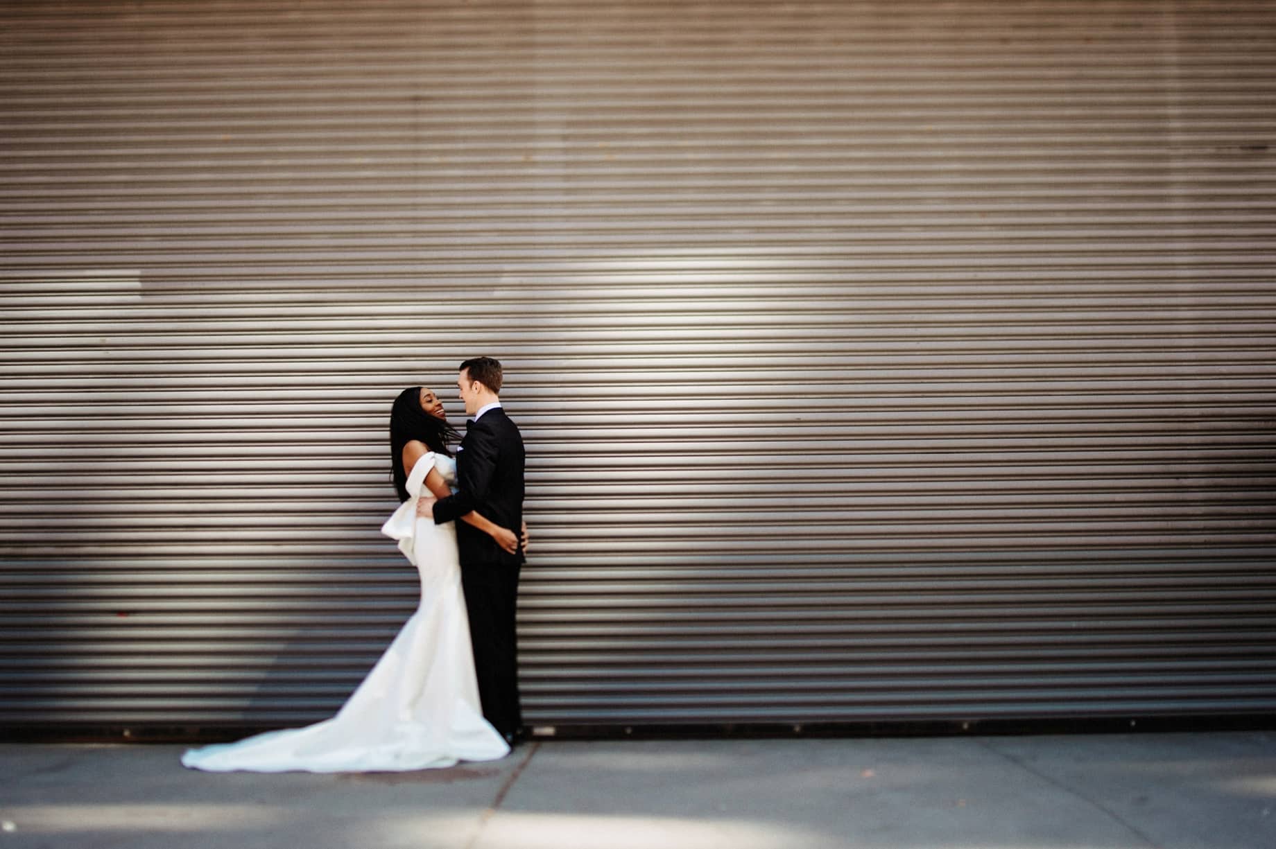 detroit street portrait of a couple on their wedding day