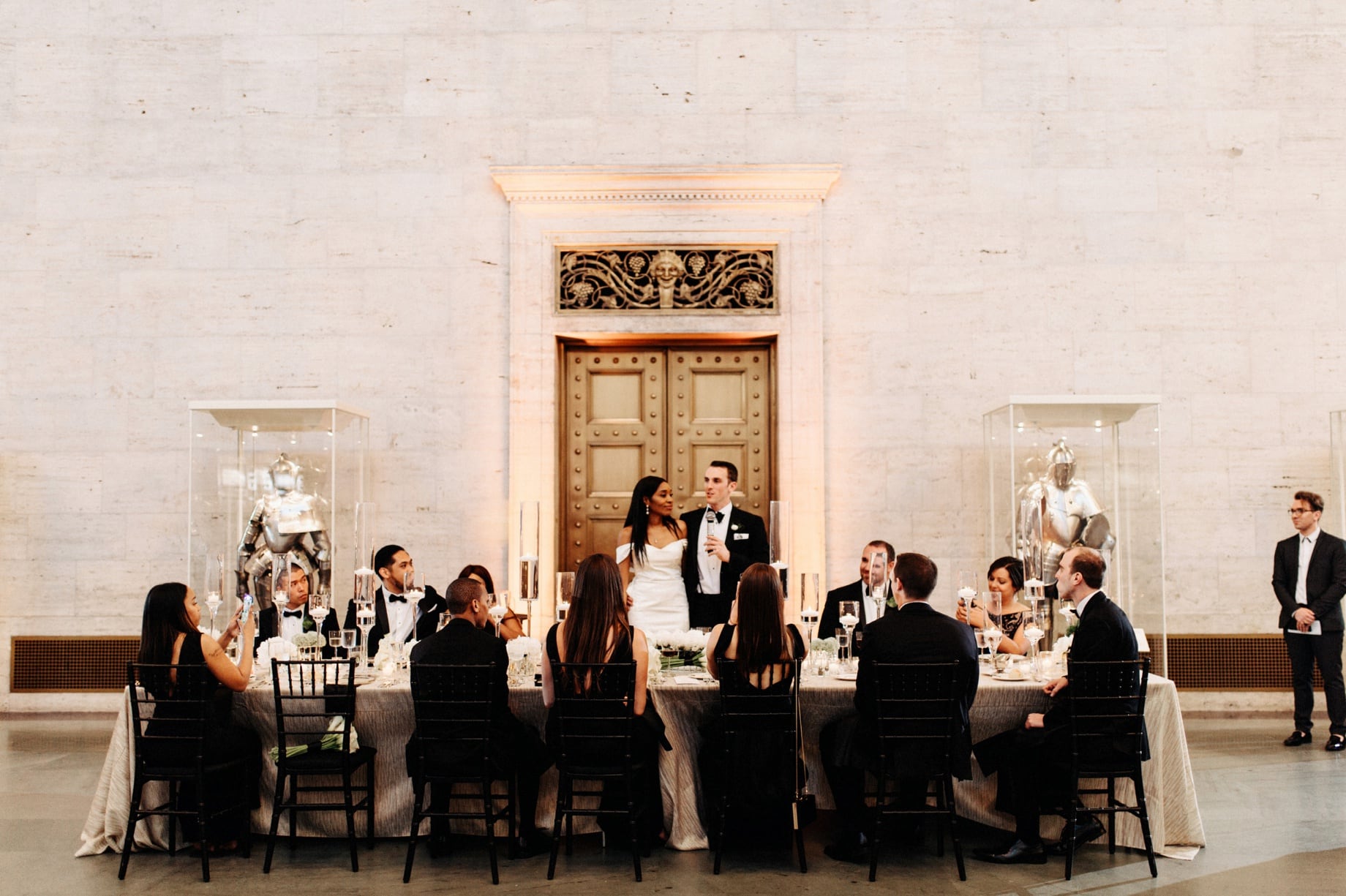 bride and groom toast to their guests