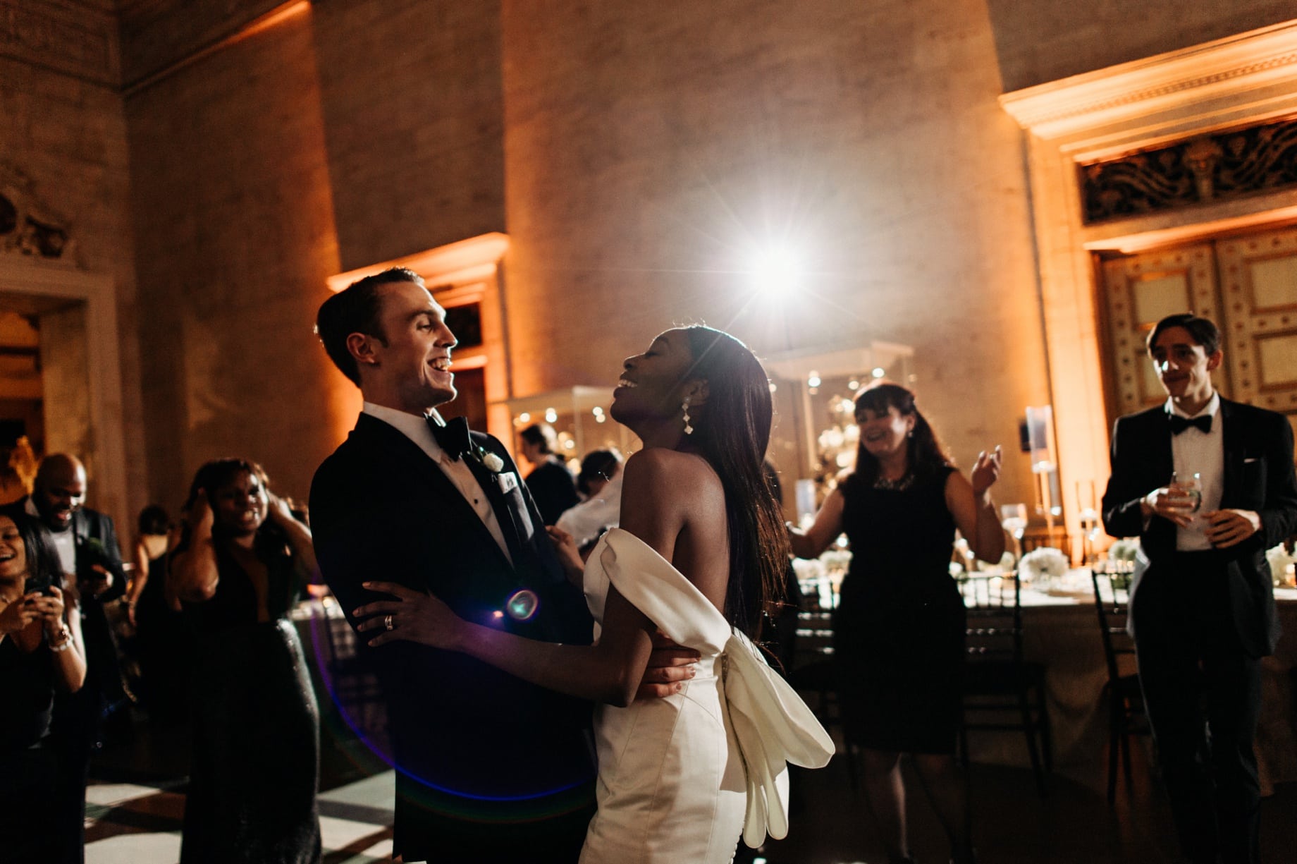 bride and groom dancing