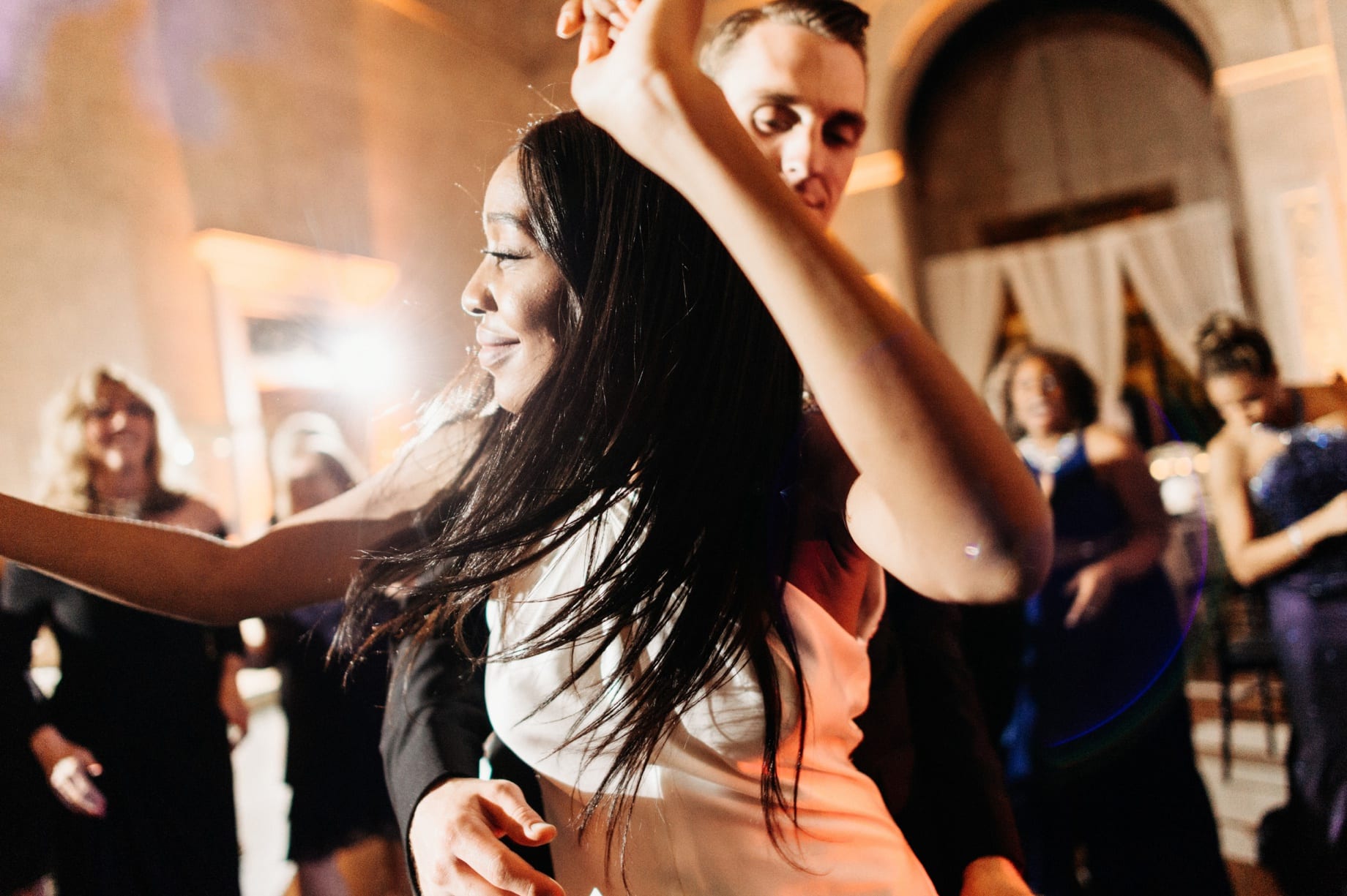 bride and groom dancing