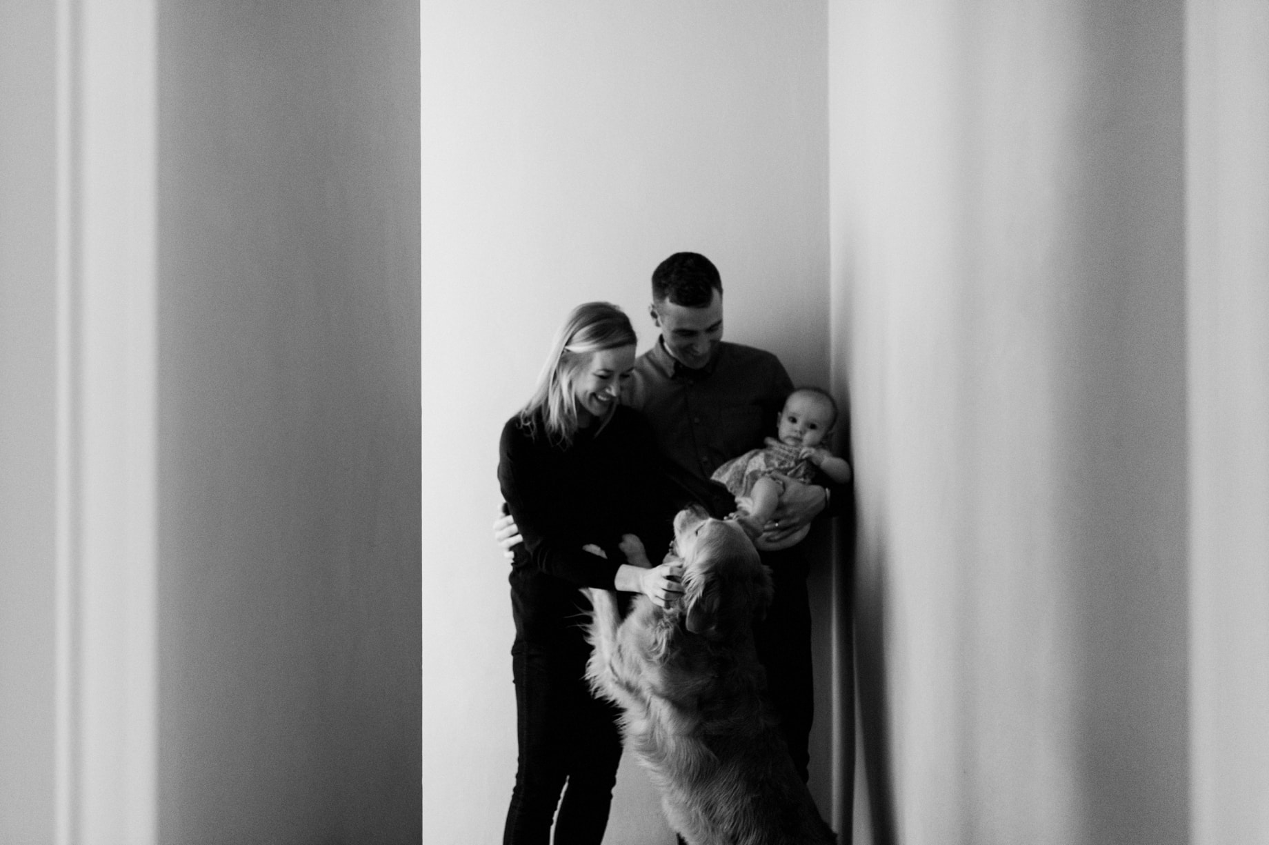 black and white family session