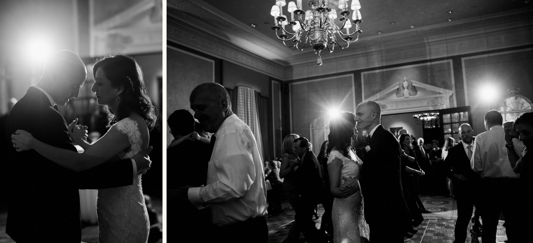 bride and groom dancing