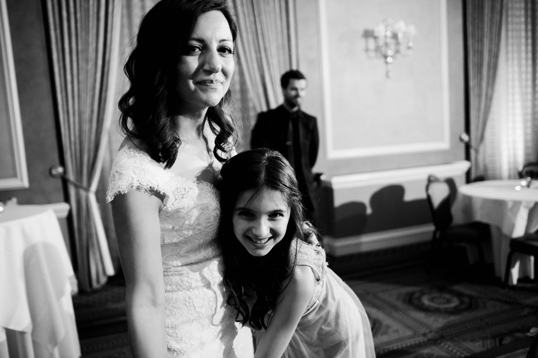 bride and her daughter dancing