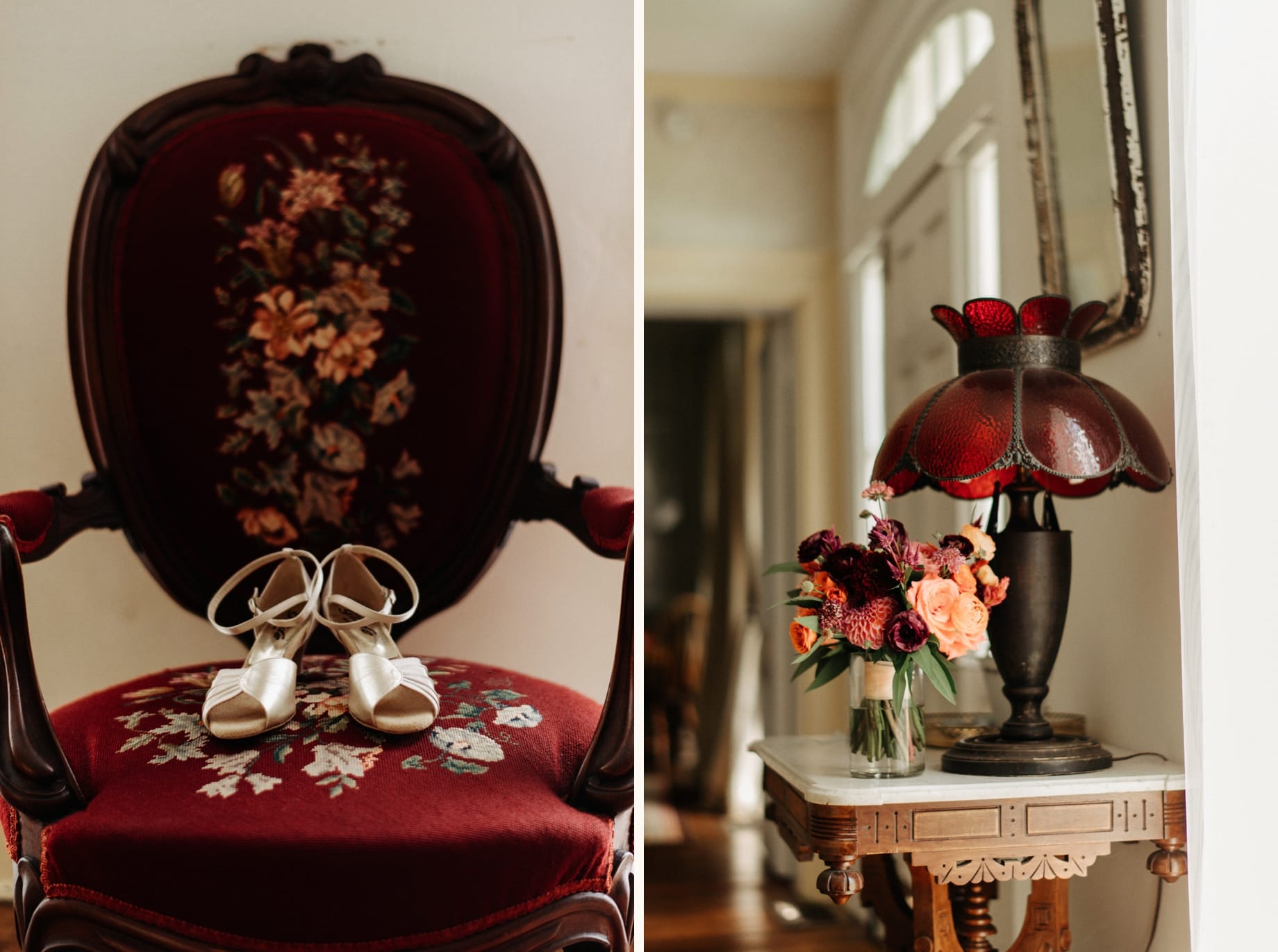 dark red and orange wedding bouquet