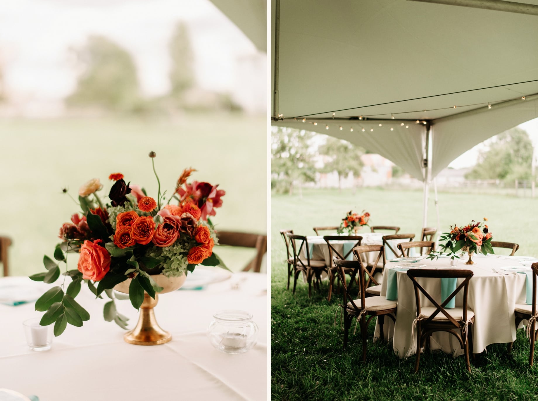 dahlias and rose centerpieces