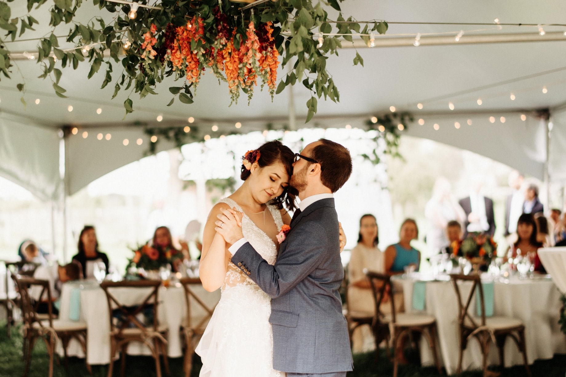 bride and groom sharing their first dance