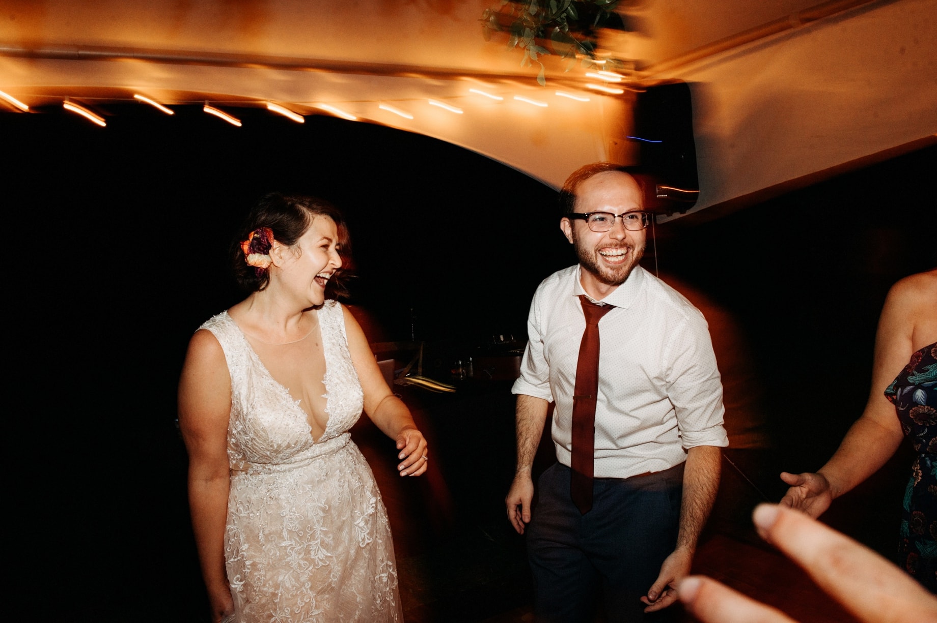 bride and groom dancing