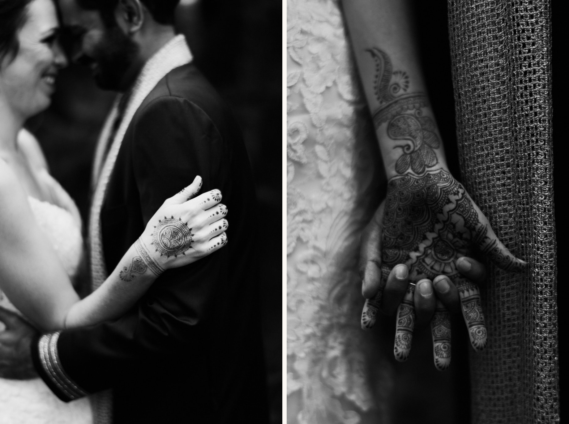 black and white photo of bridal henna