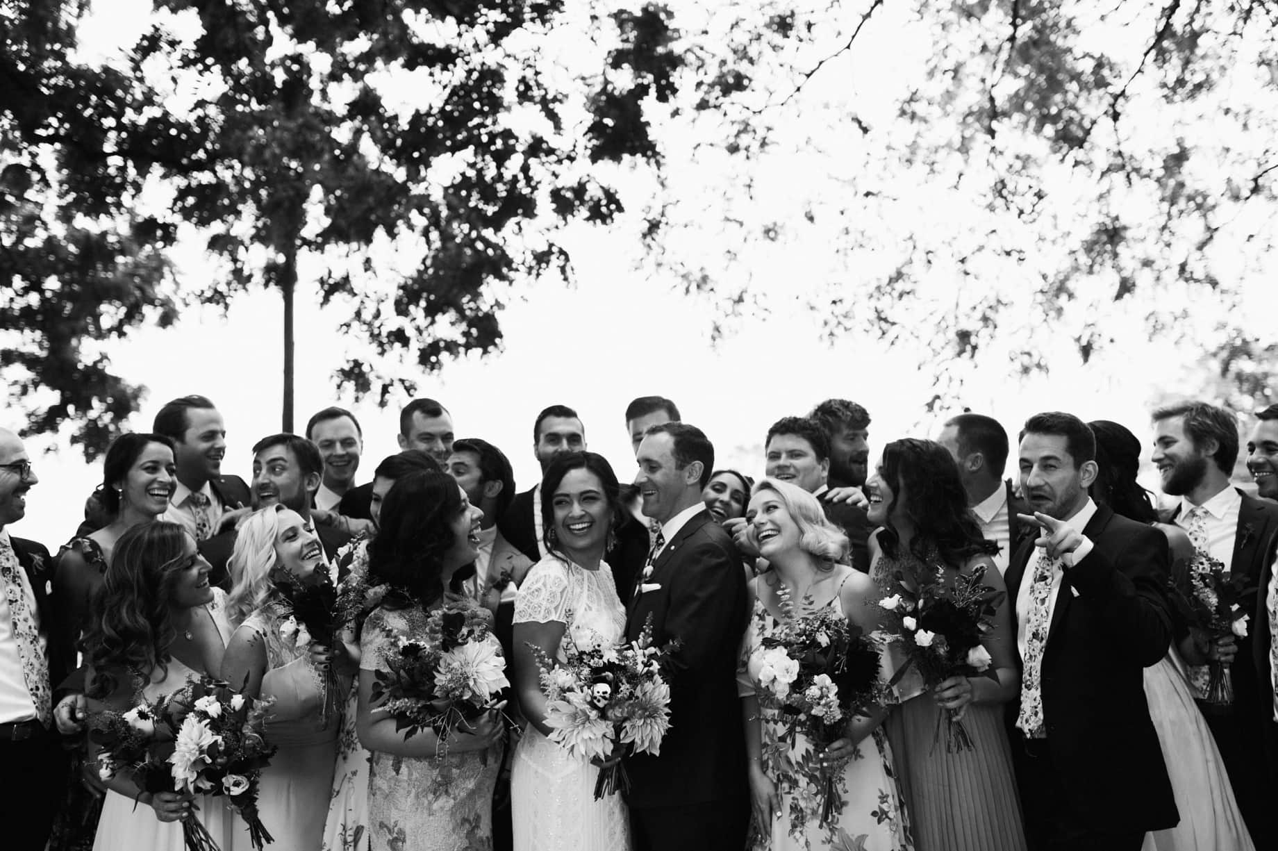 modern wedding party at a zingermans cornman farms wedding