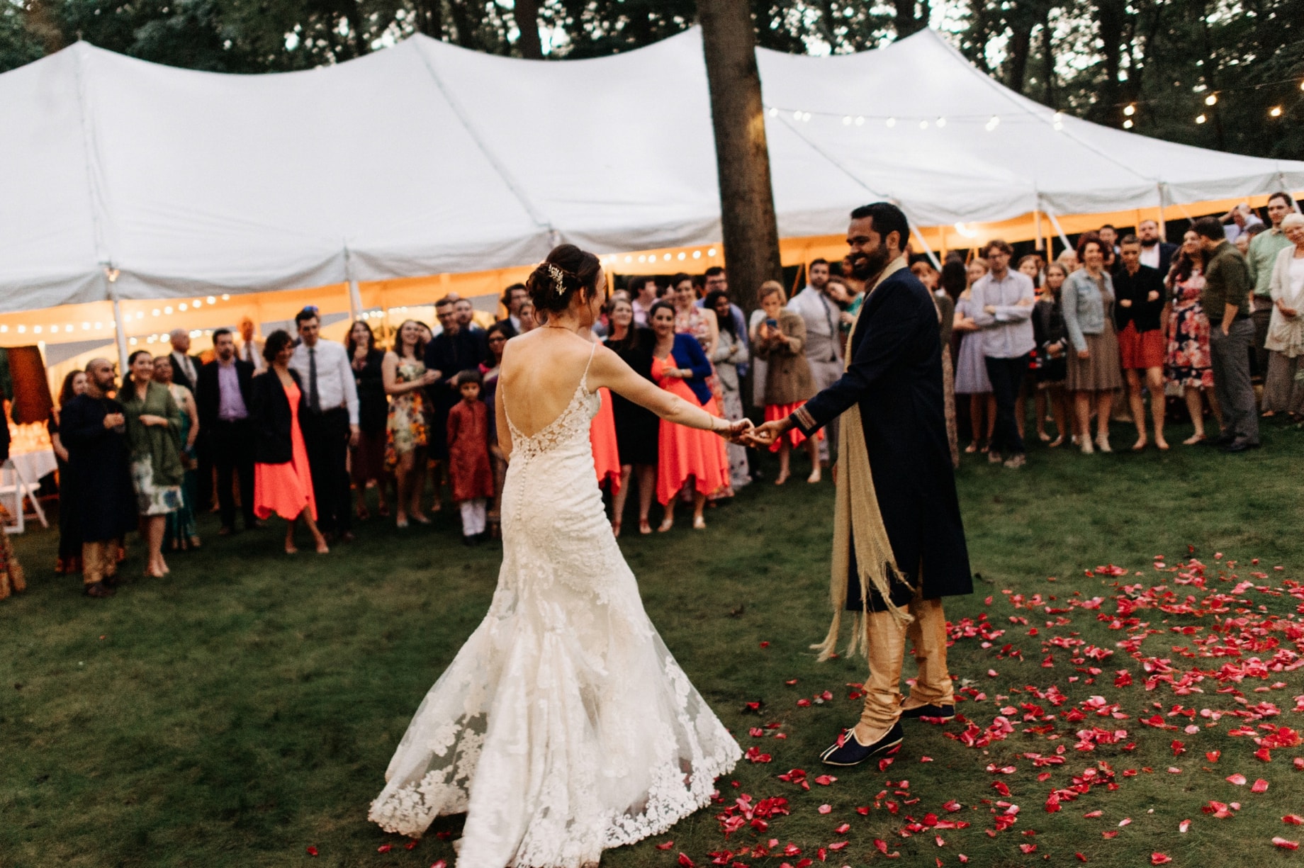 dance floor with rose petals