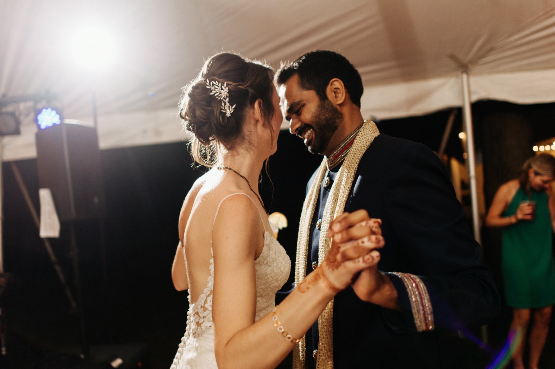 bride and groom dancing