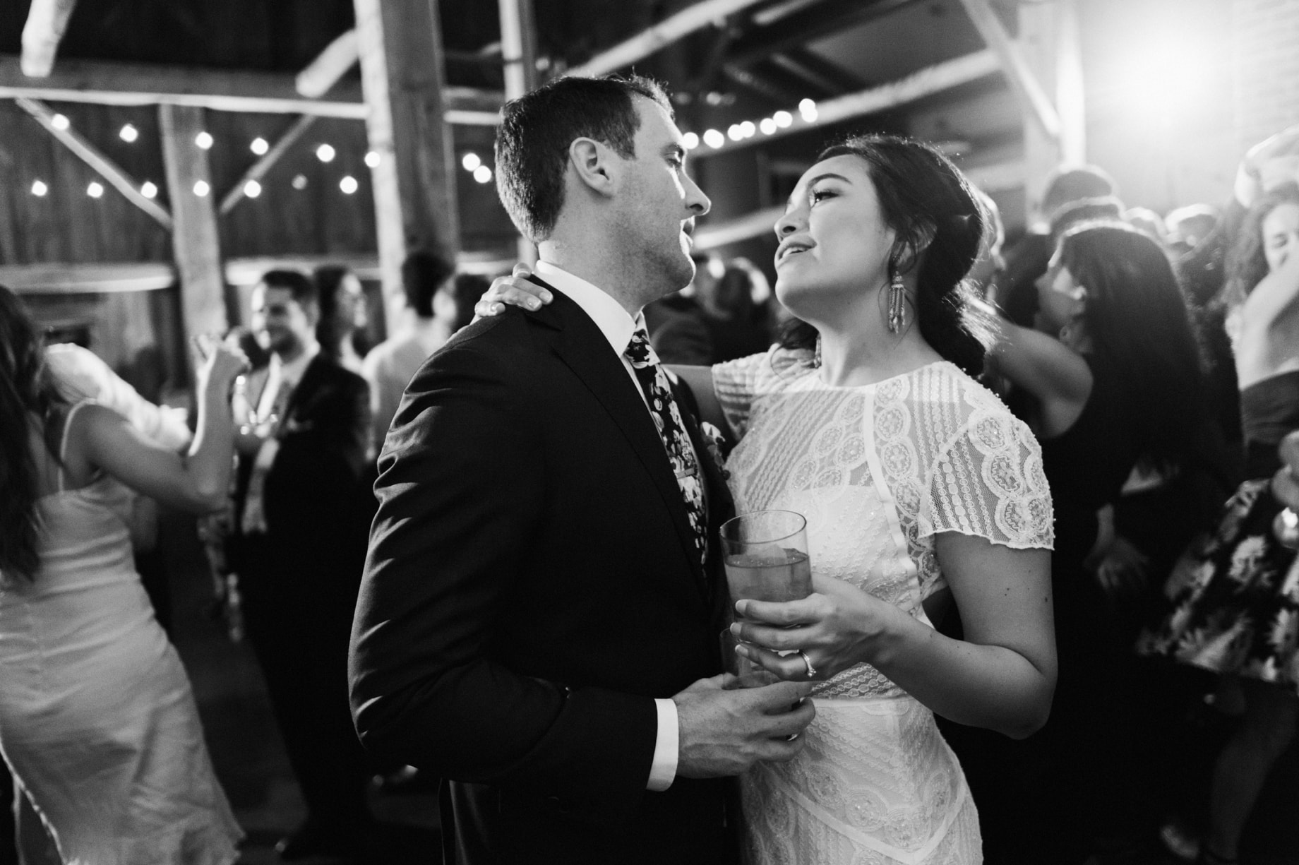 bride and groom enjoying reception