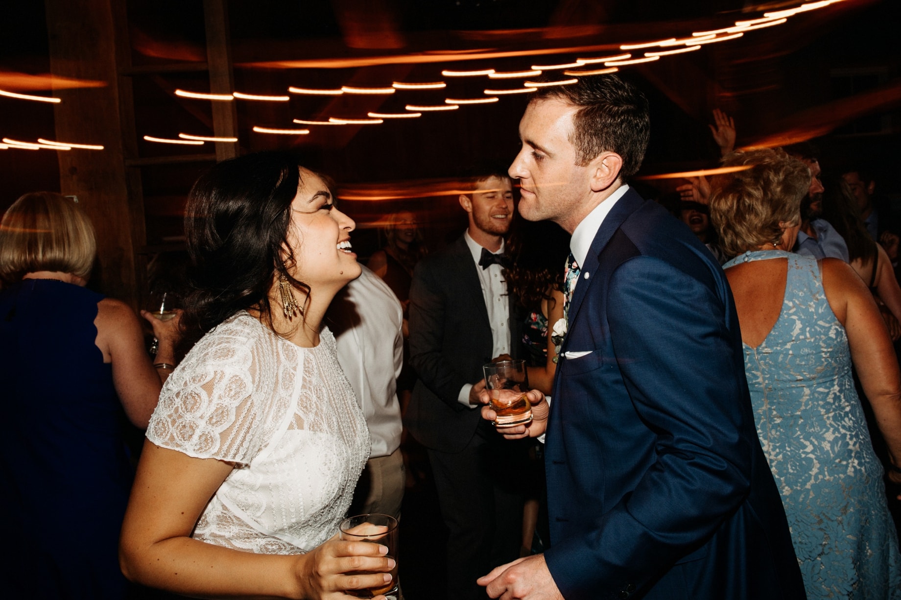 bride and groom dancing