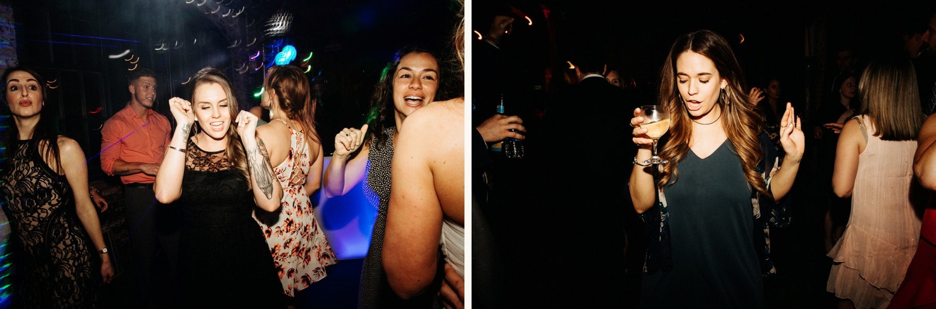 wedding guests enjoying dancing at a wedding at the ford piquette plant