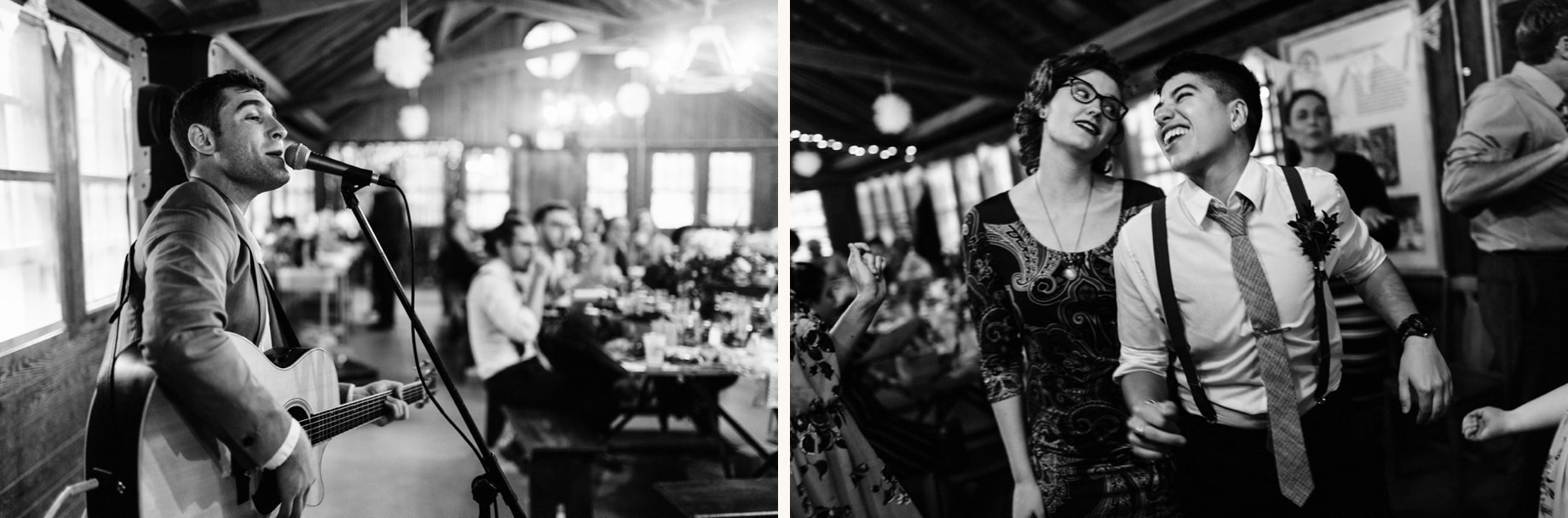 acoustic guitar player during a wedding reception