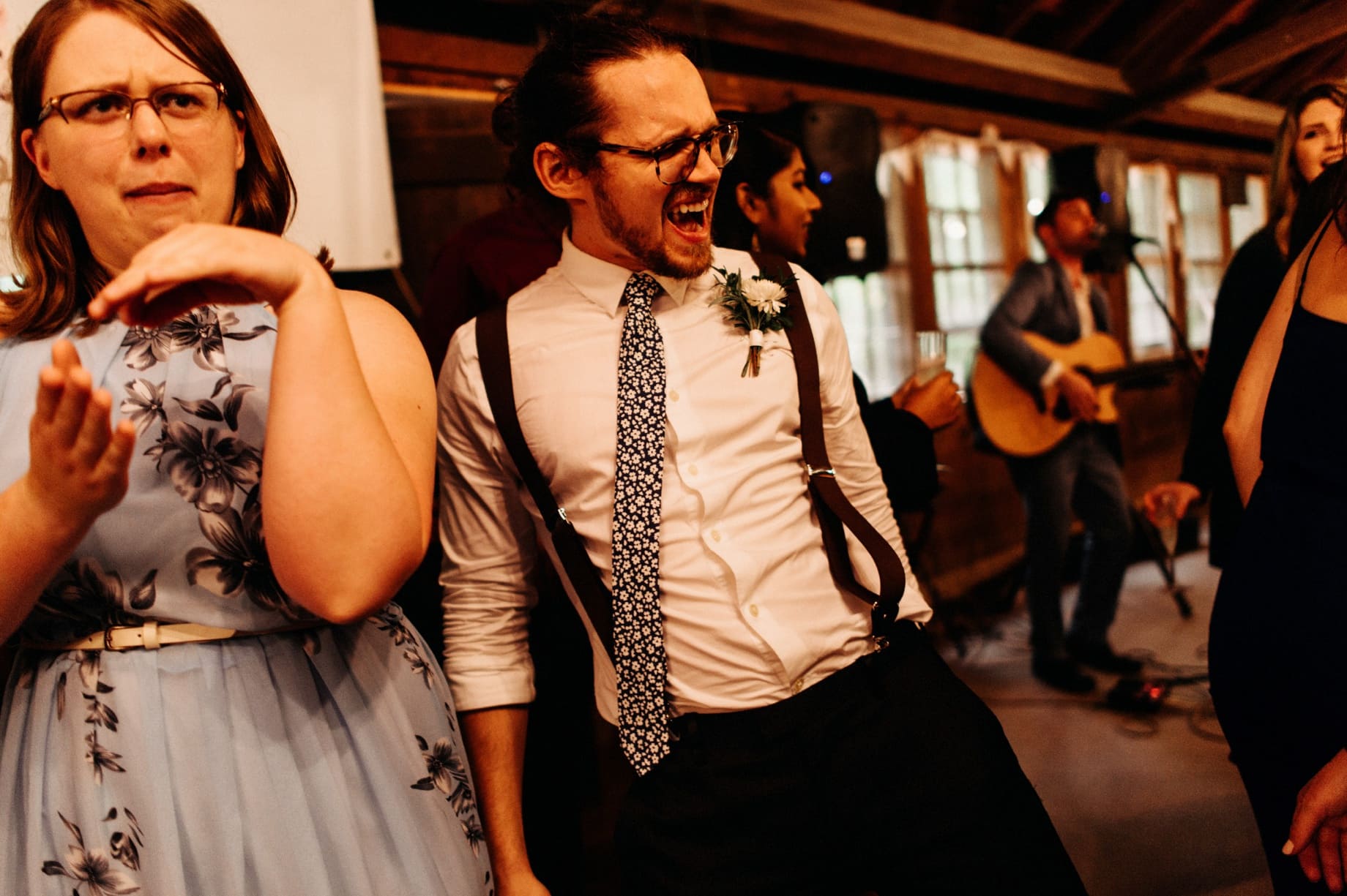 wedding guests dancing