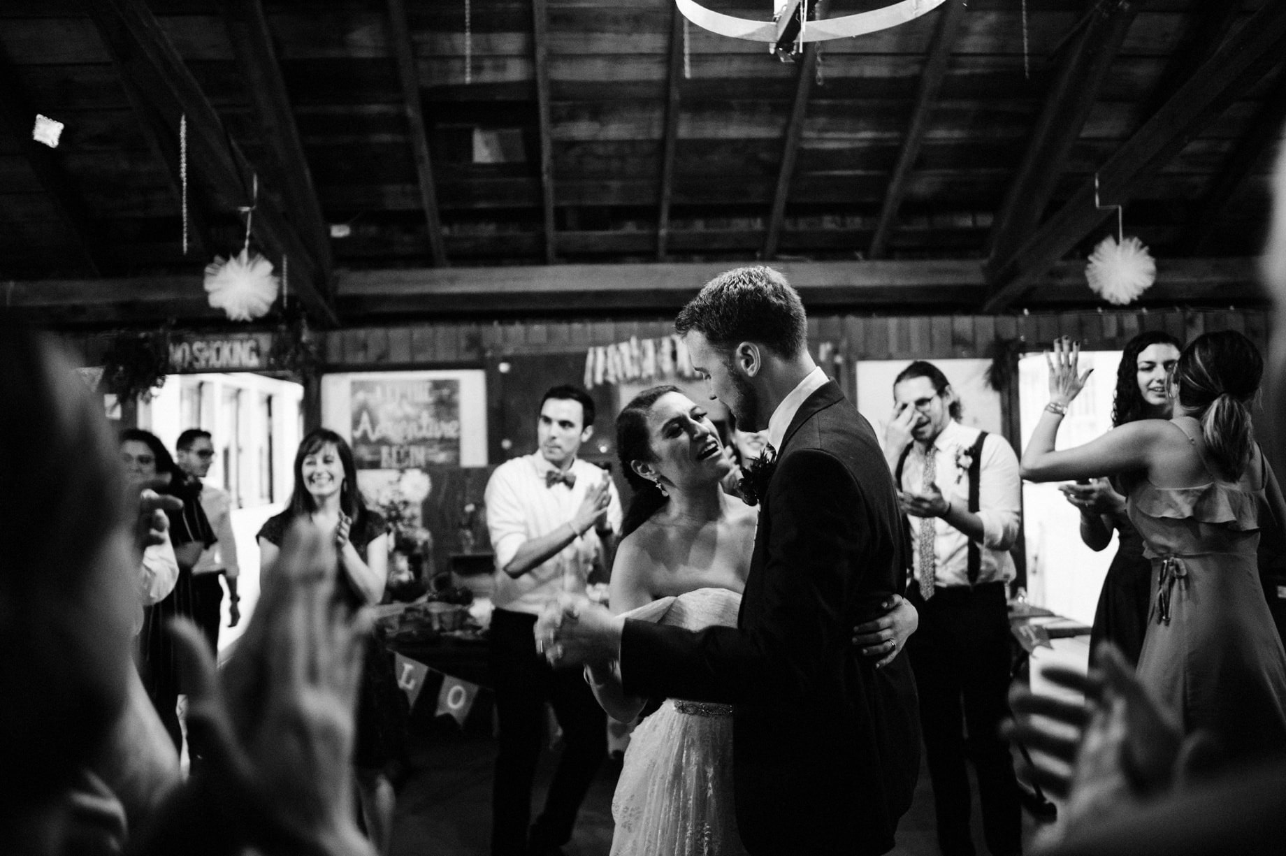 bride and groom dancing at their wedding reception