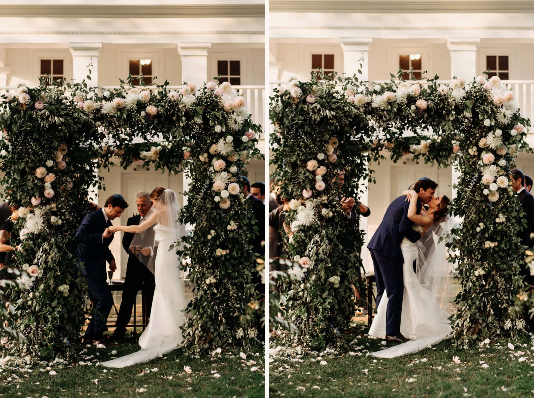 the breaking of the glass and first kiss at a cornman farms wedding