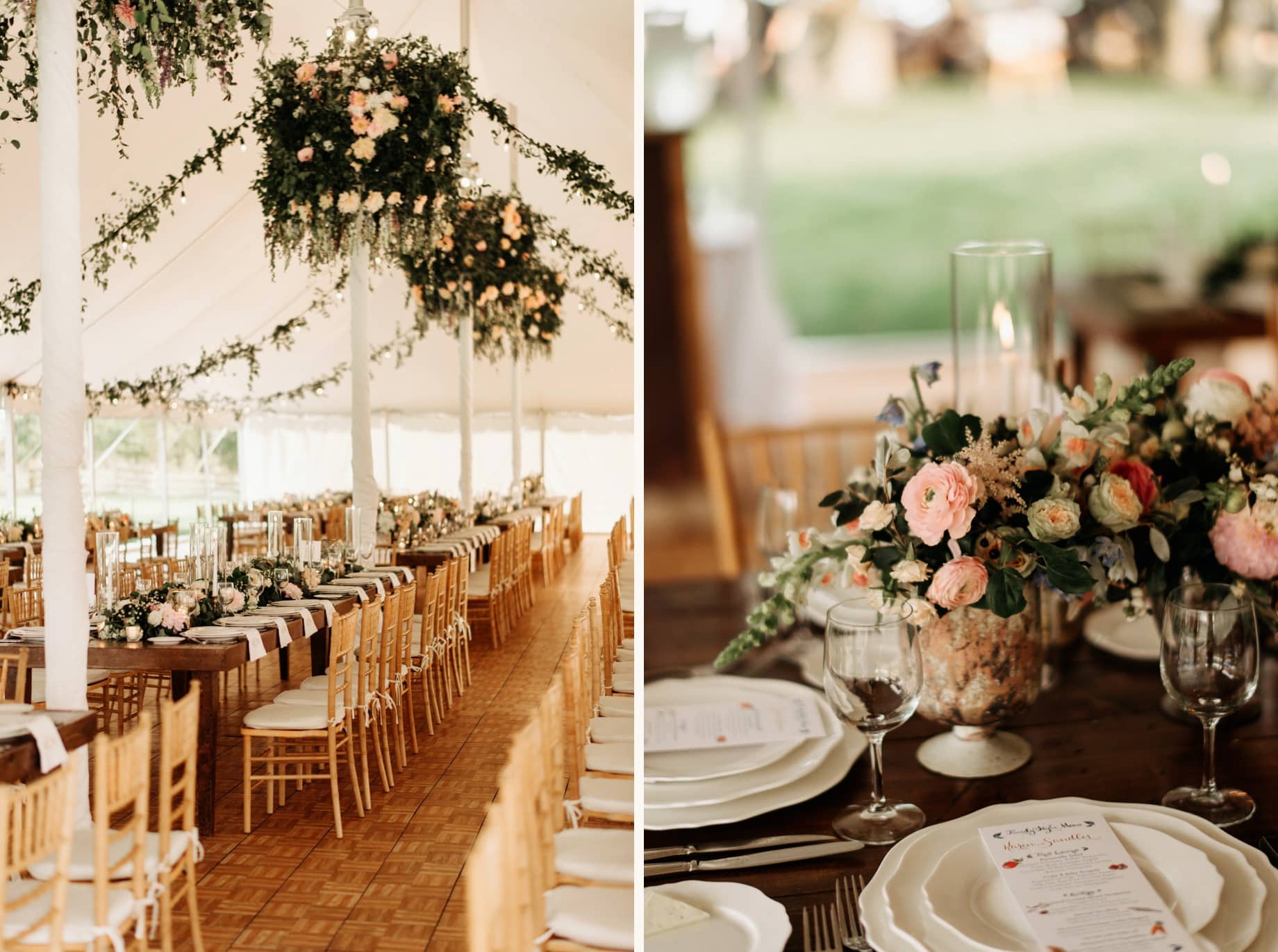 floral chandelier at cornman farms