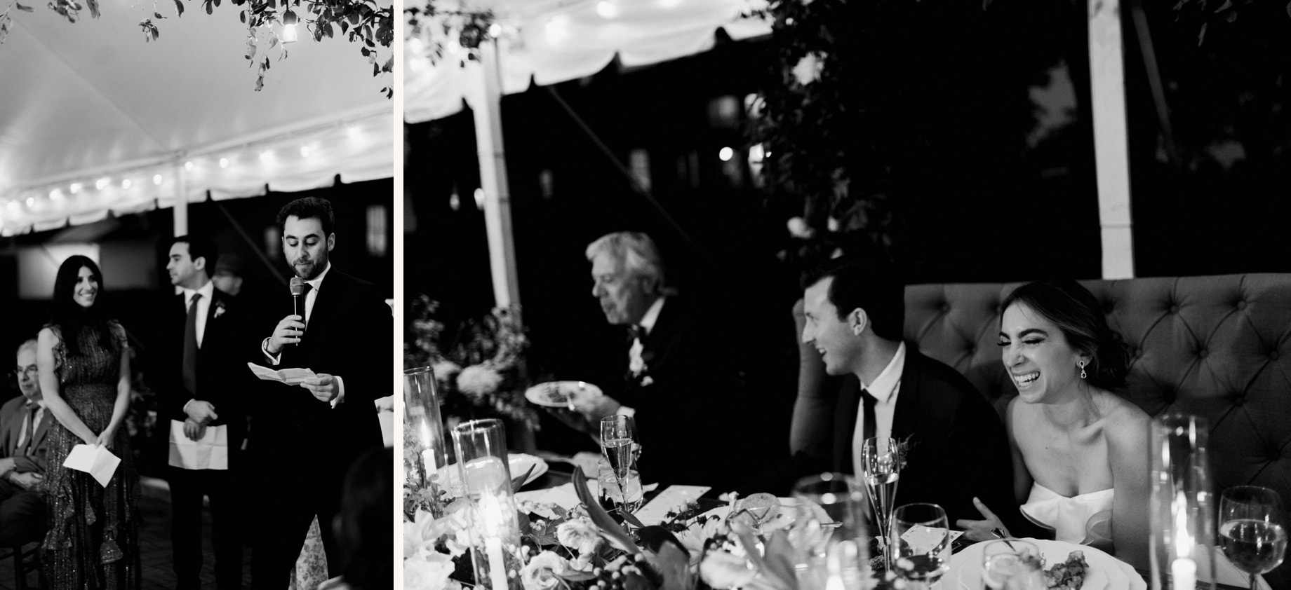 sibling of the bride give a speech at a cornman farms wedding