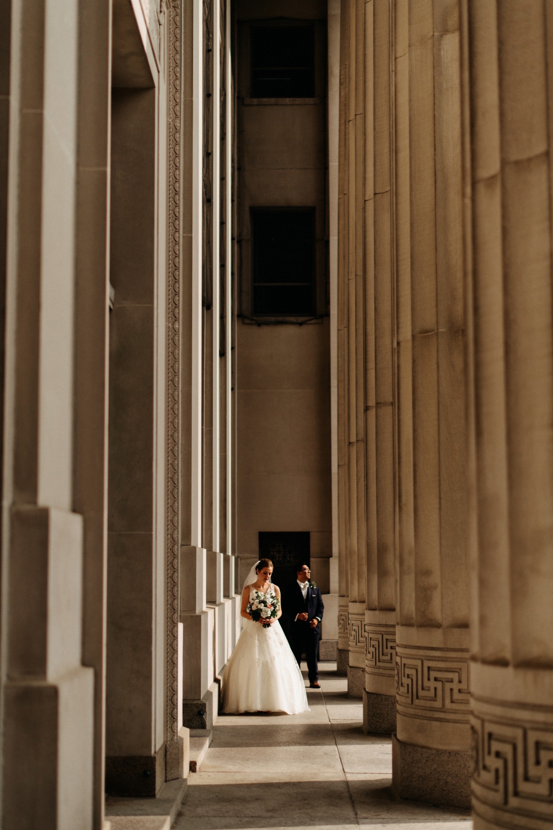 portrait of a couple on their wedding day in Ann Arbor