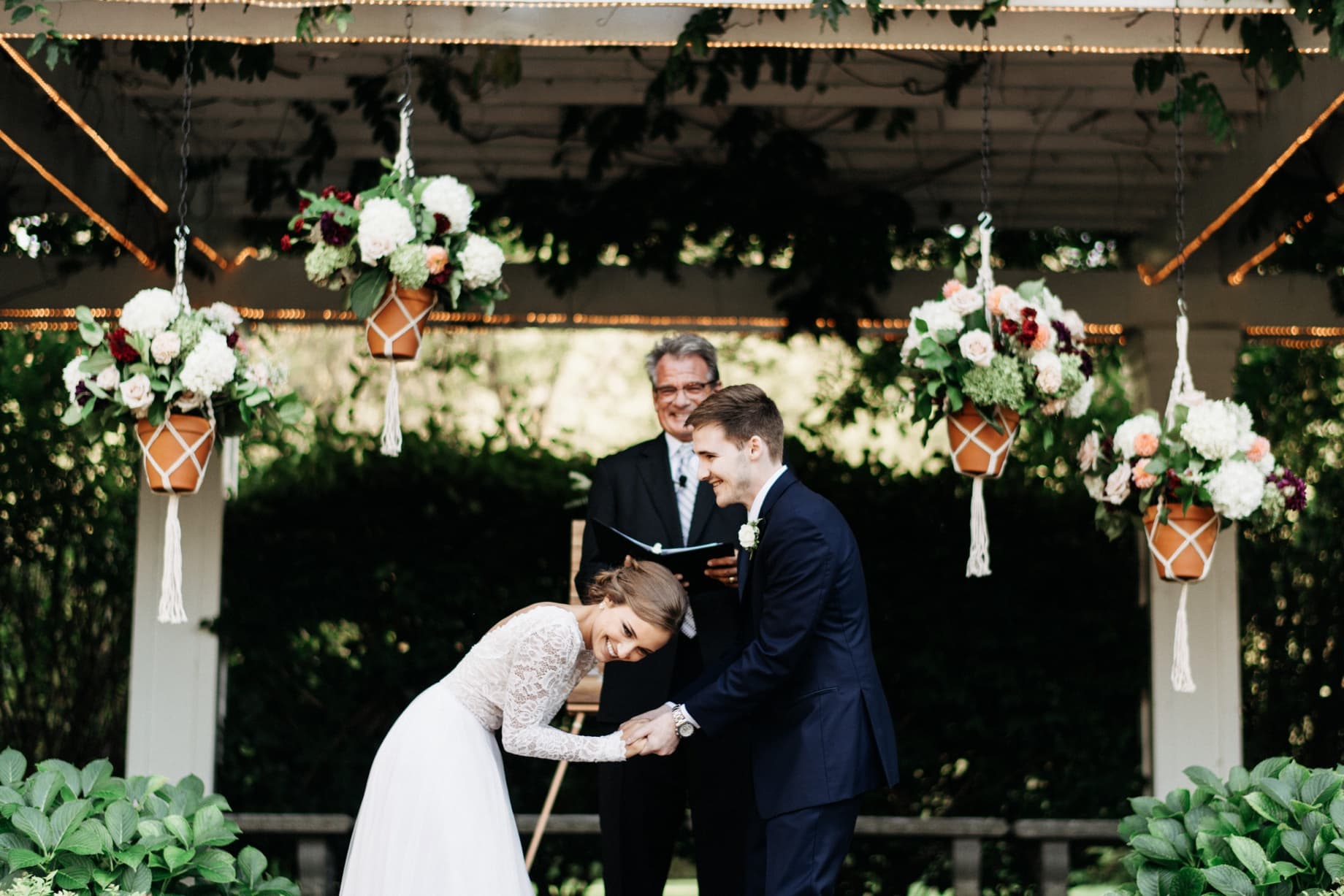 couple laughing during Vows