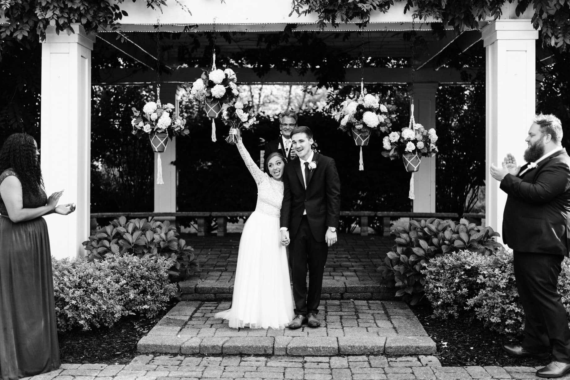 couple celebrating after just being married