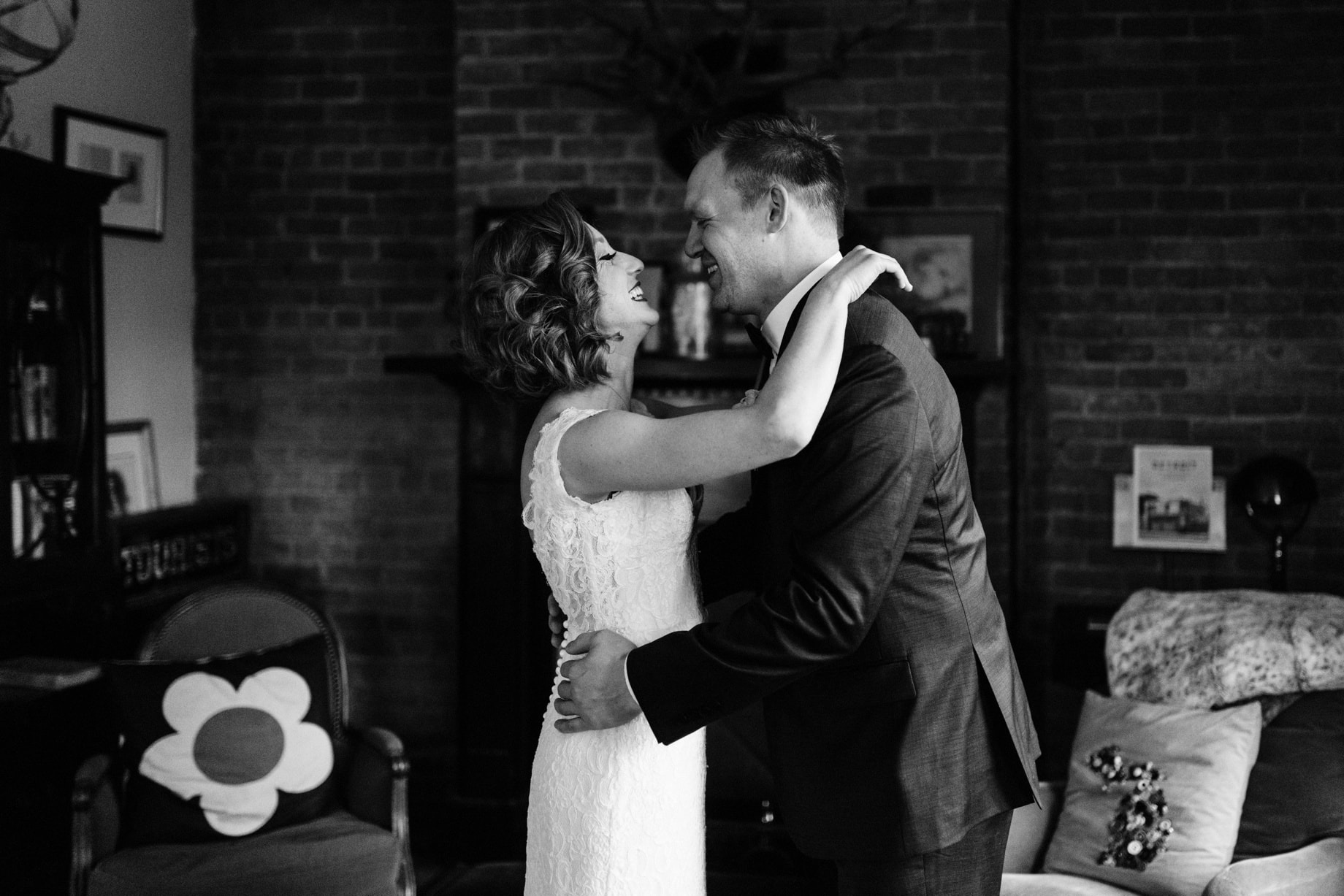 bride and groom after first look