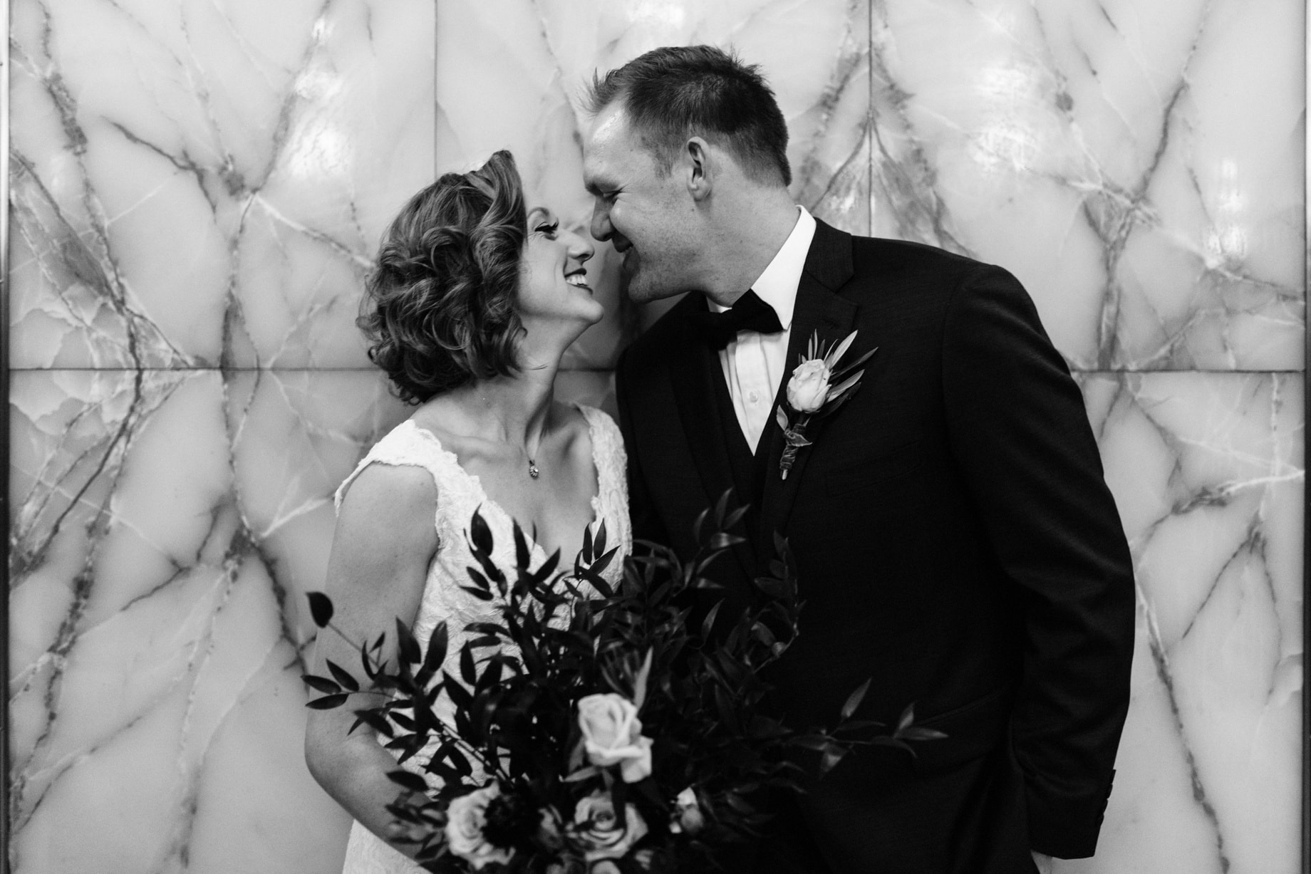 bride and groom portrait at the fisher building in detroit