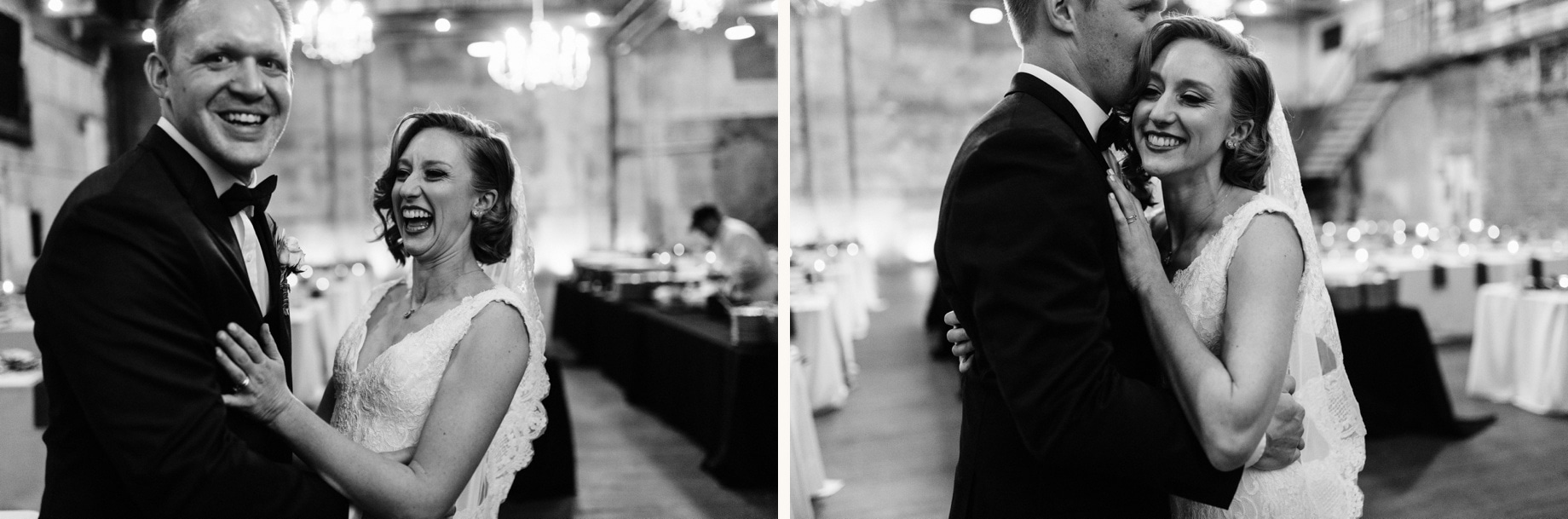 candid photos of a bride and groom after their wedding ceremony at the Jam Handy