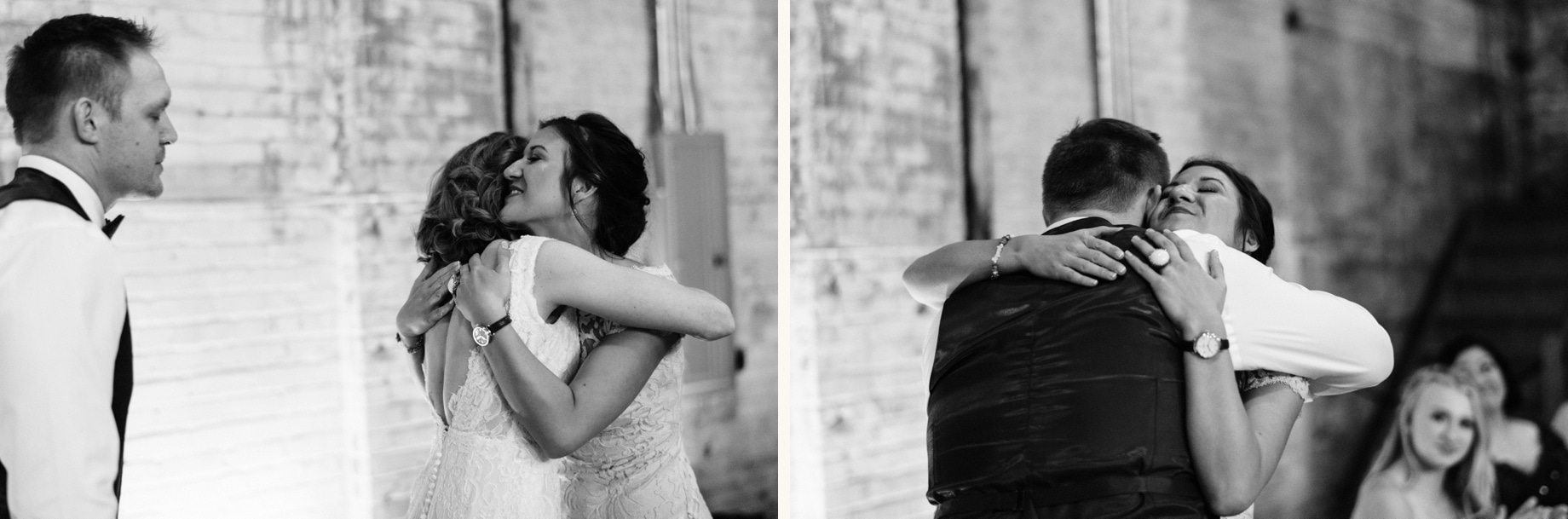 groom hugging his sister