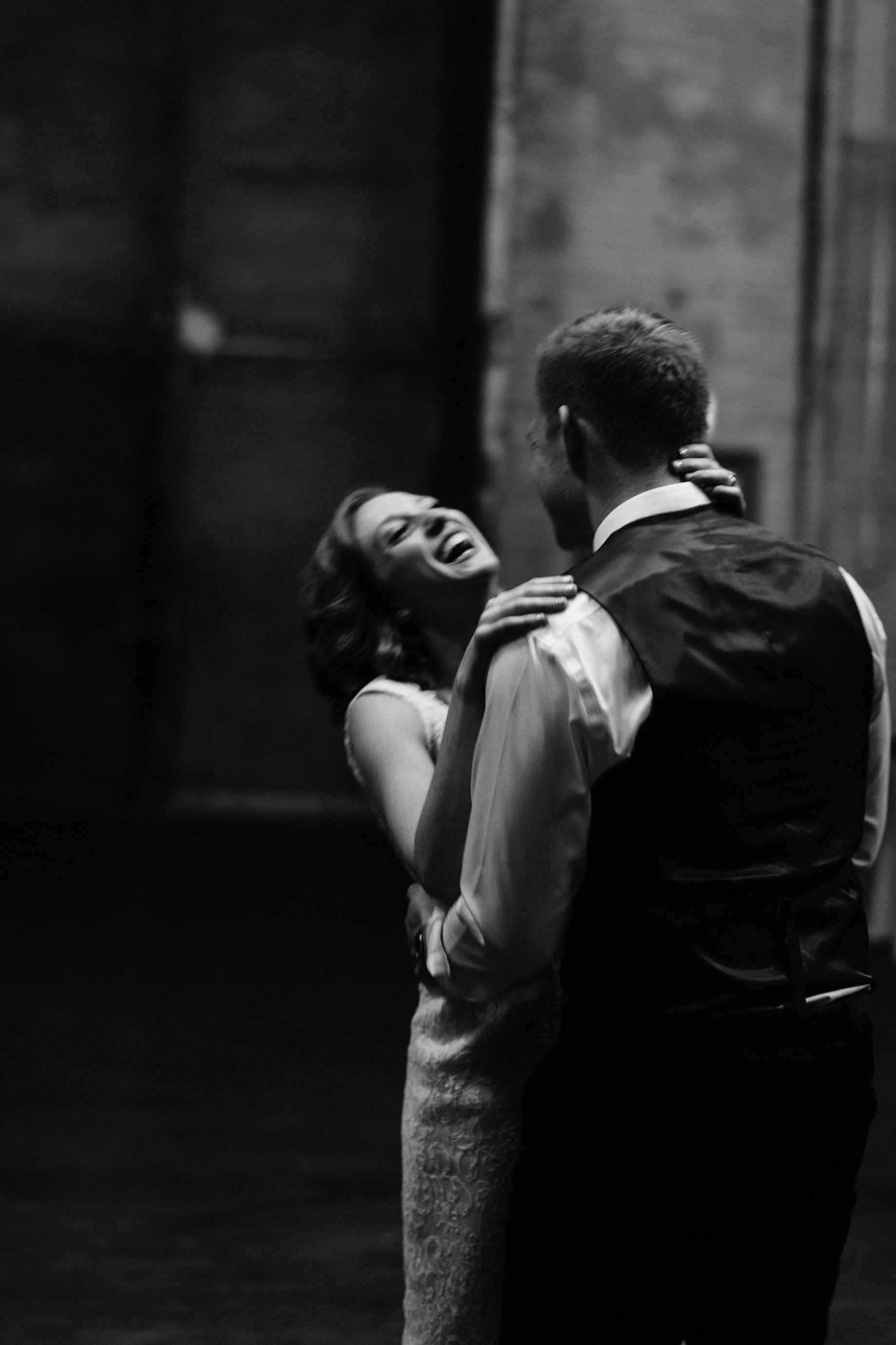 bride and groom share their first dance