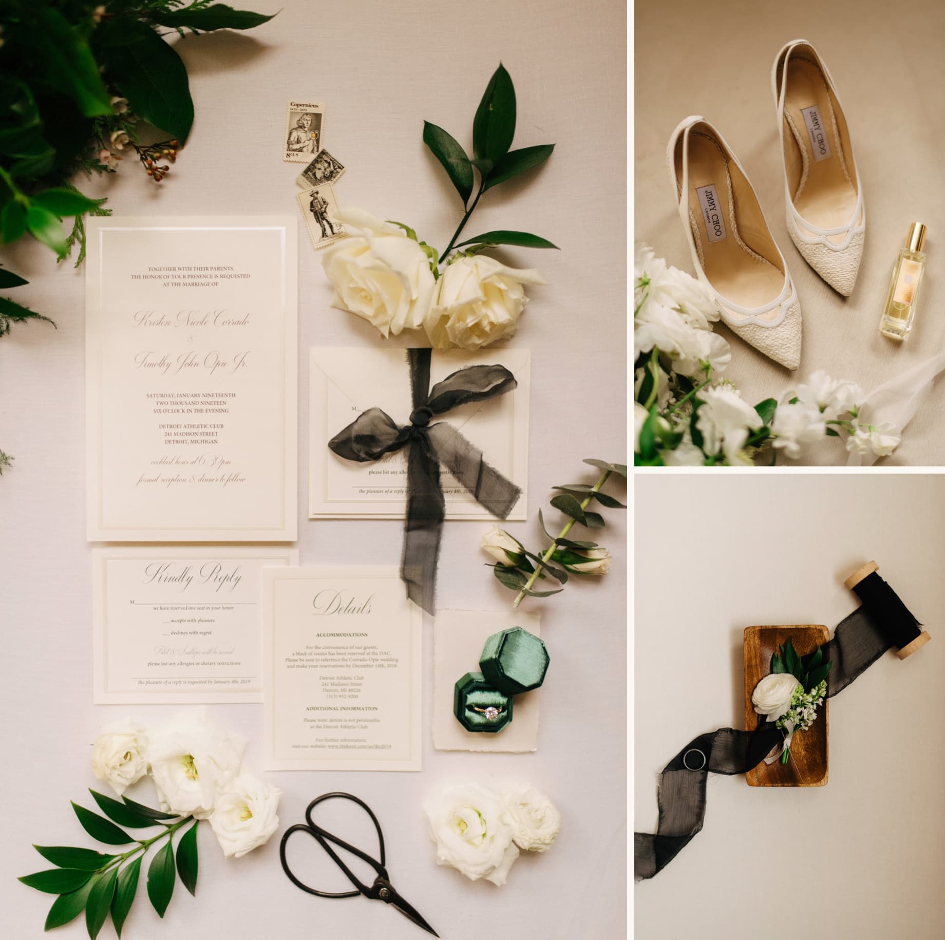 wedding details including invitation suite