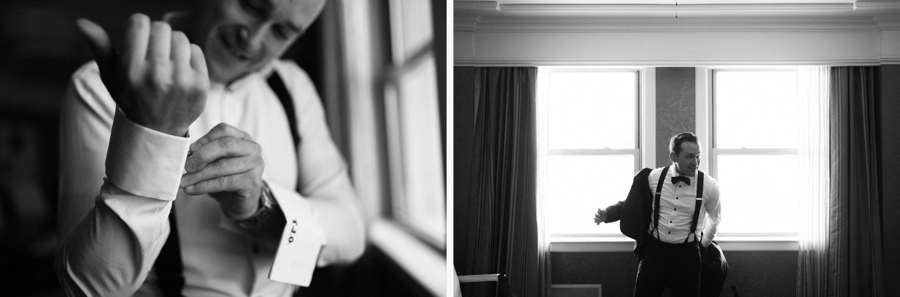 groom getting ready for his wedding at the Detroit Athletic Club