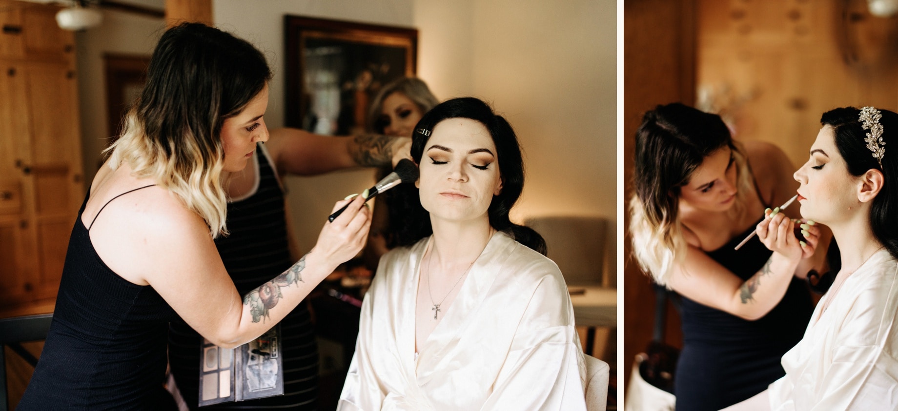 Bride getting her makeup done