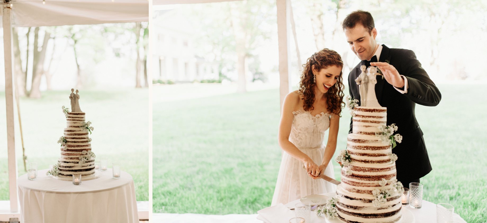 cake cutting with vintage topper