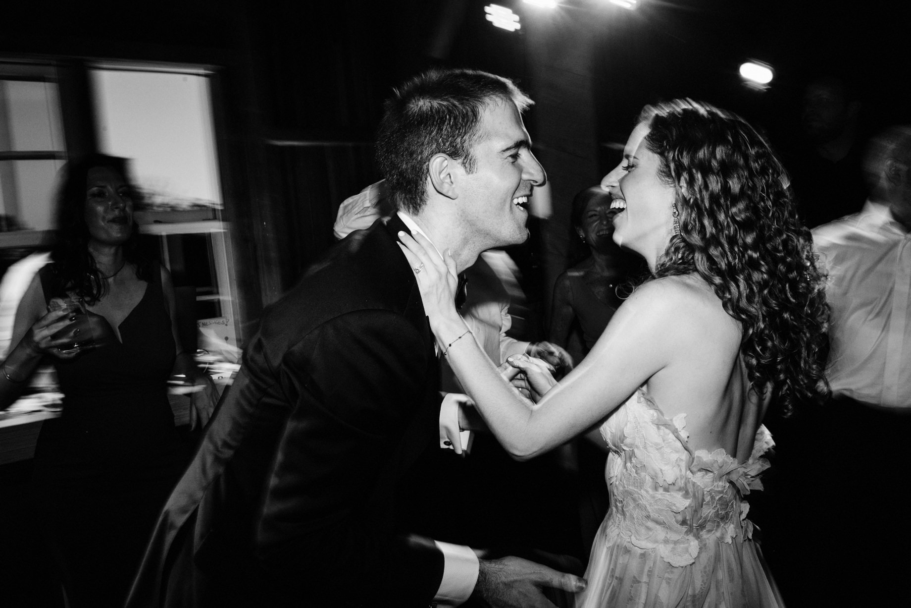 bride and groom dancing