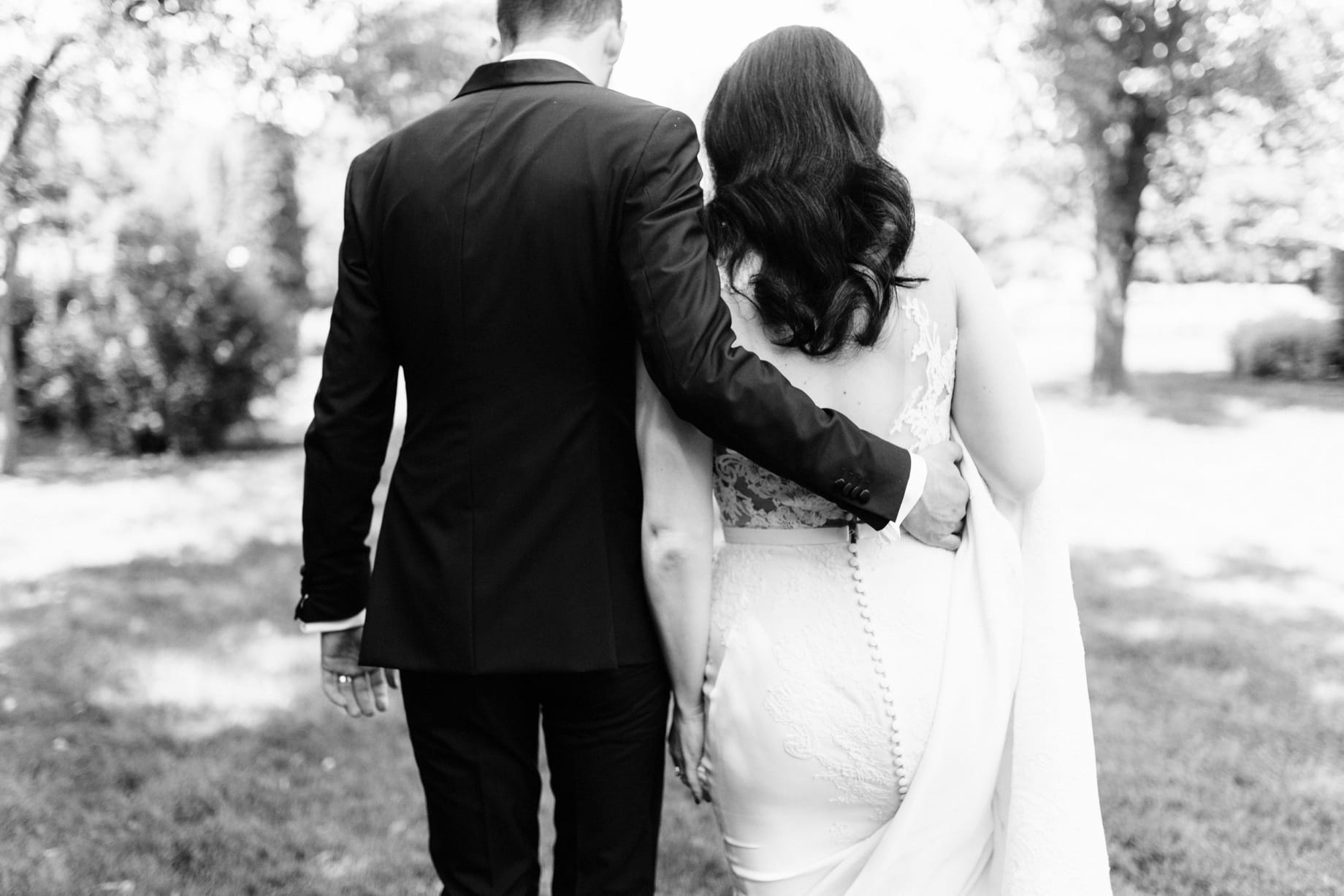 bride and groom walking