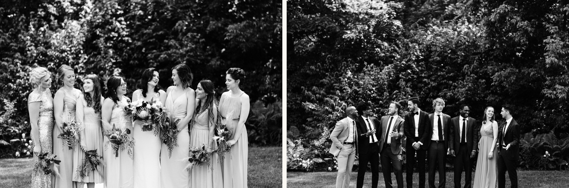 black and white photos of wedding party