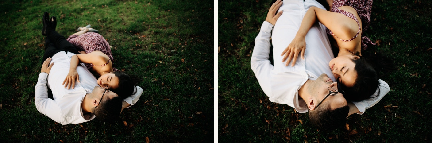 portriat of a couple laying in the grass