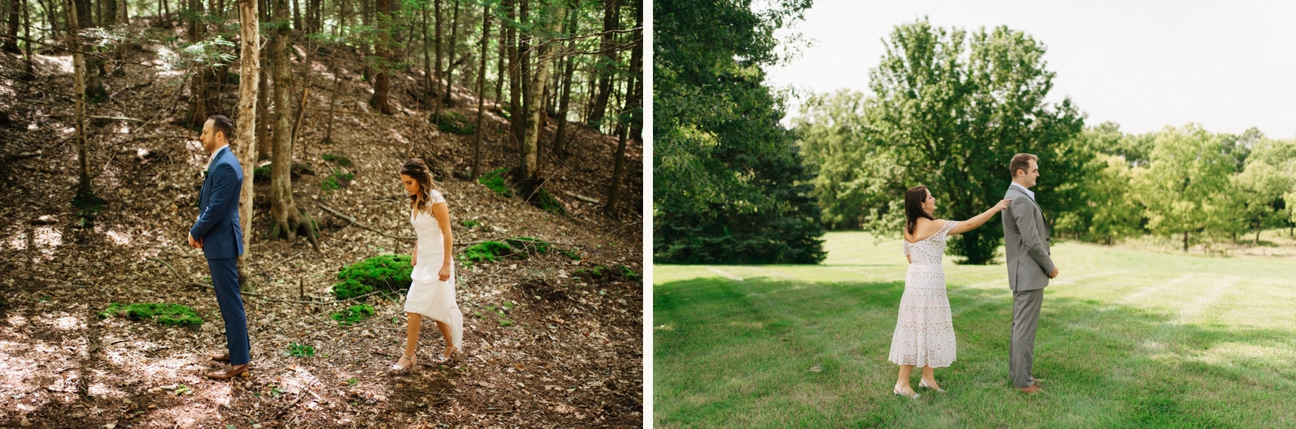 the moments just before a bride and groom share their first look