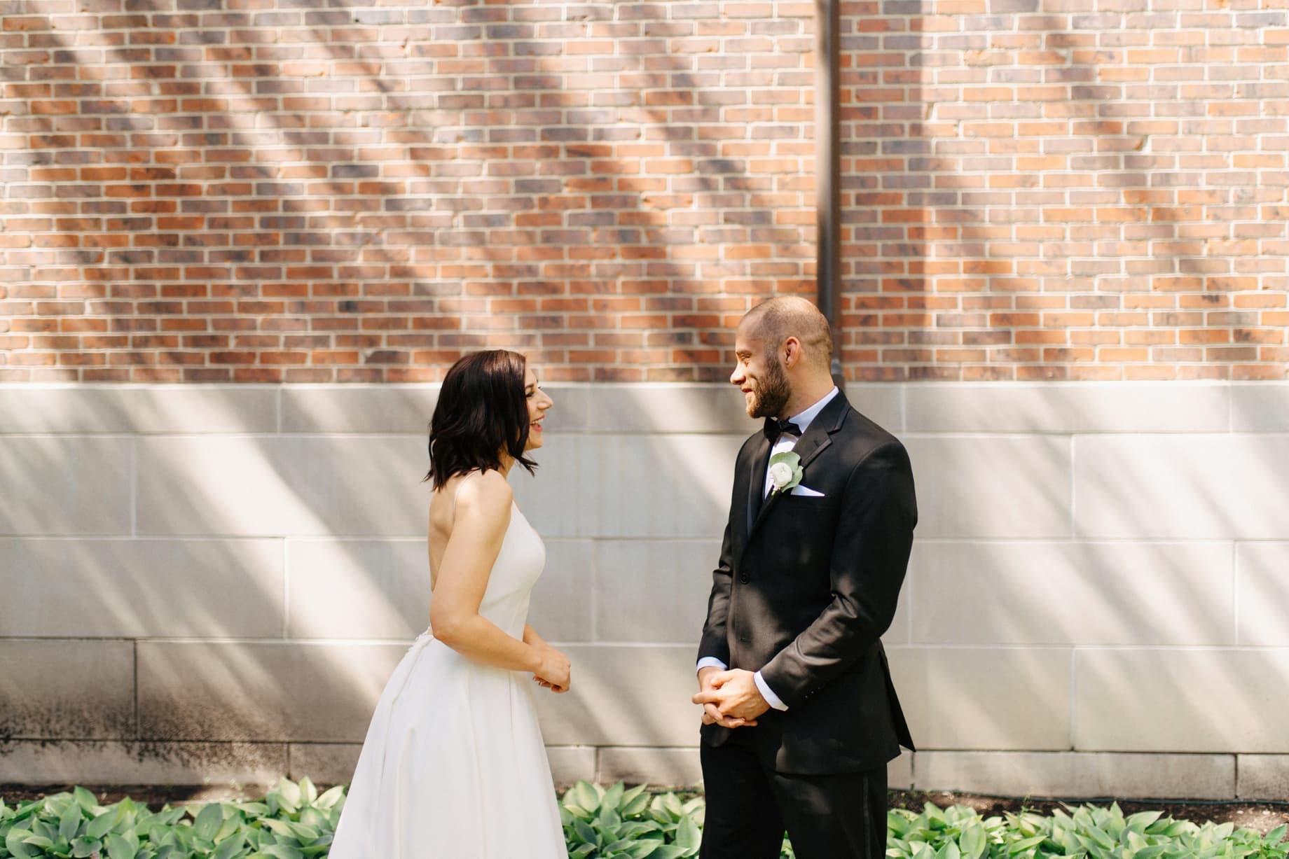 a couple sharing a first look