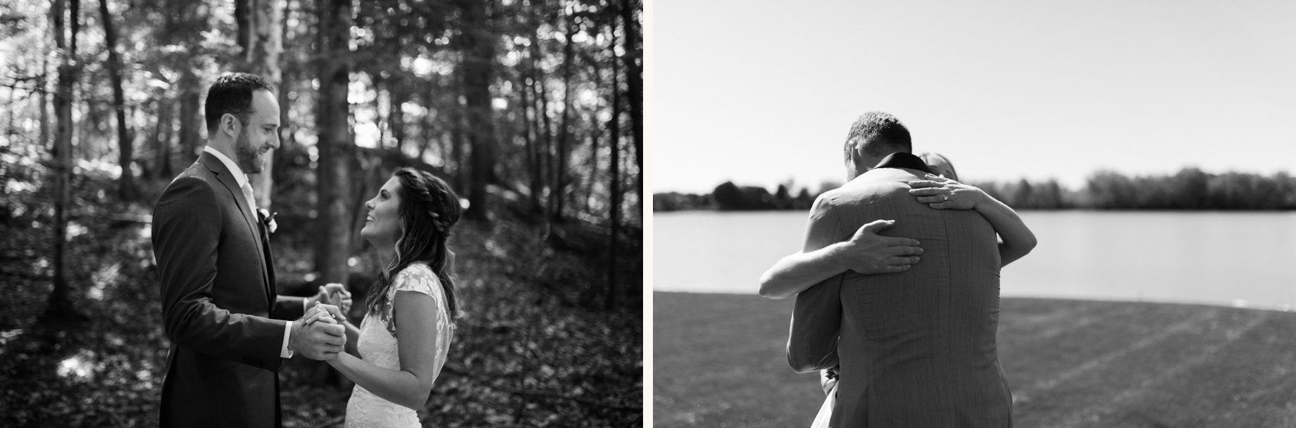 couple embracing after their first look