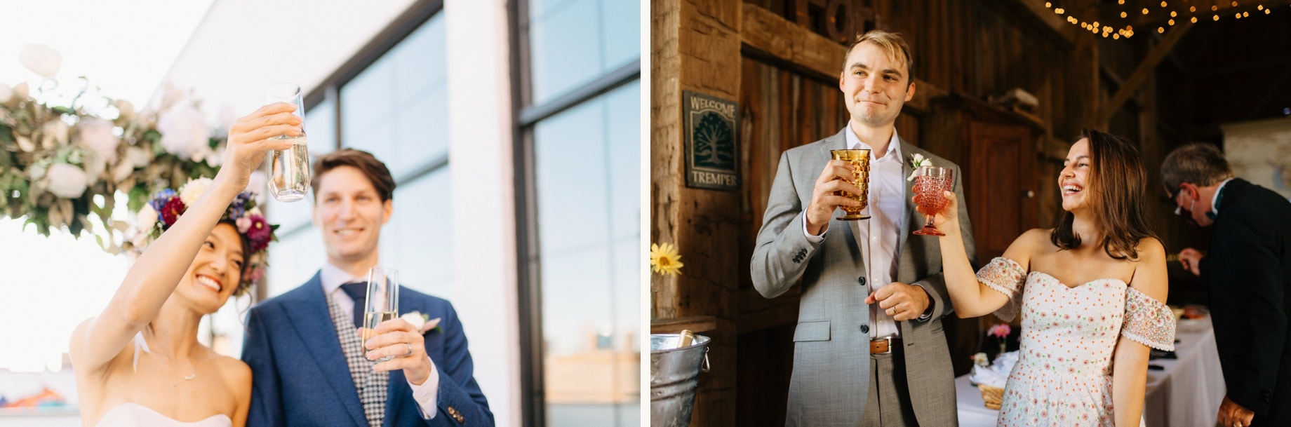 couples toasting during their wedding