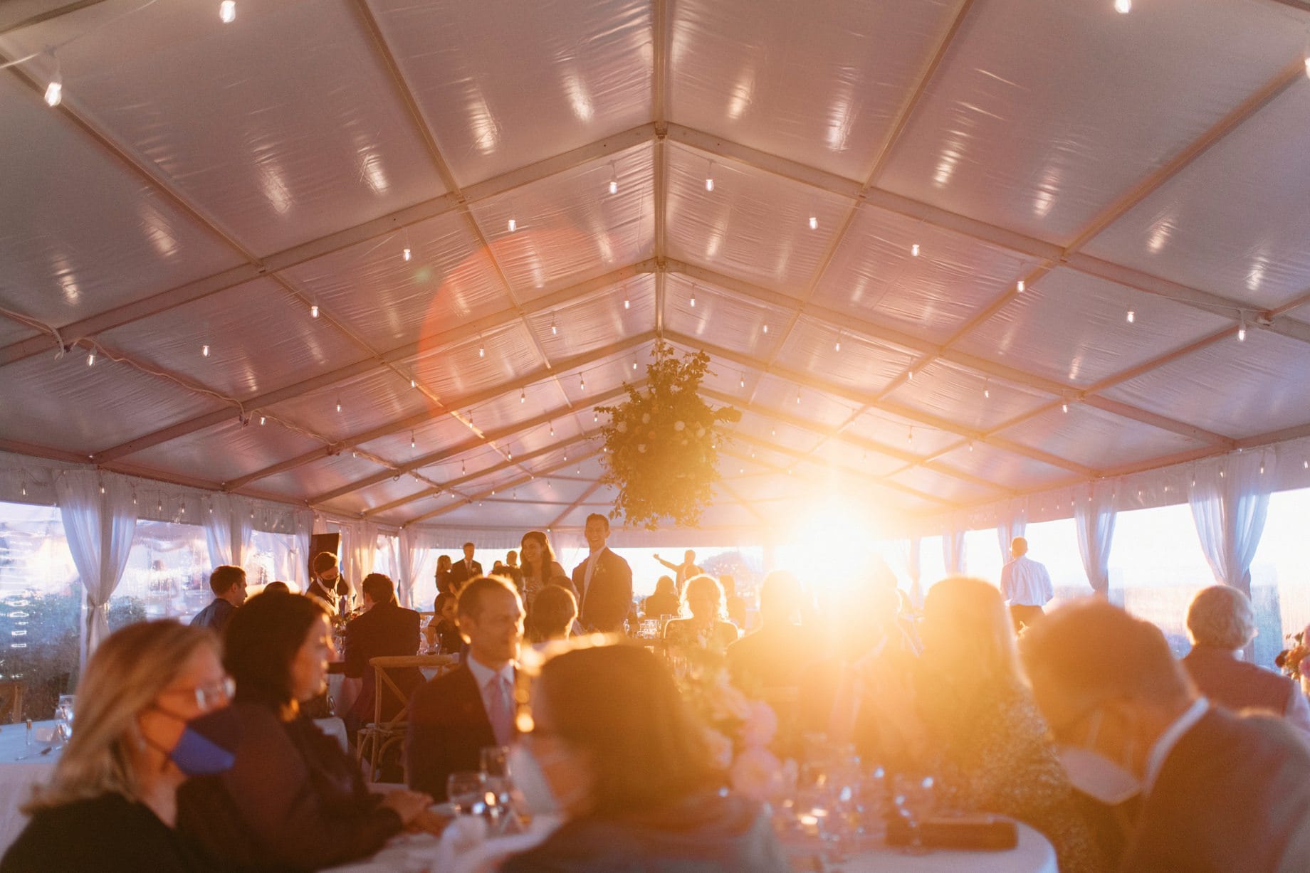 sunset in the tent at the Perry Hotel in petoskey michigan