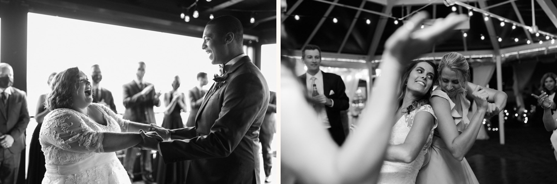 couple having fun dancing at their wedding