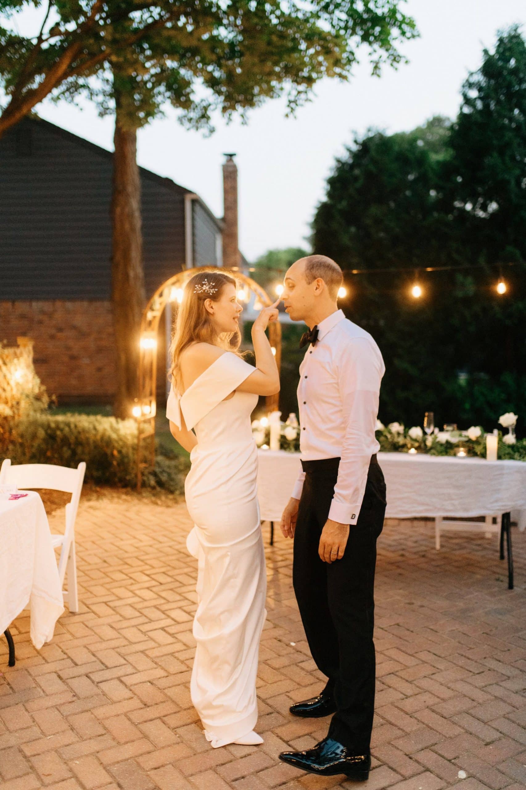 bride boops her grooms snoot