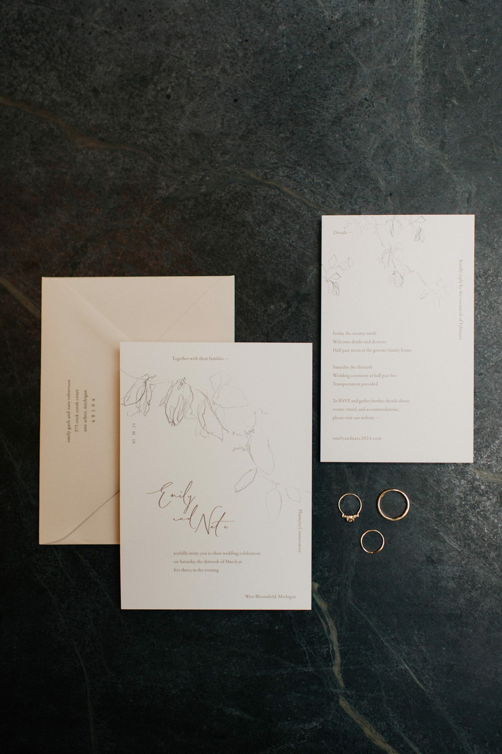 wedding invitation for a Planterra Conservatory Wedding 2
