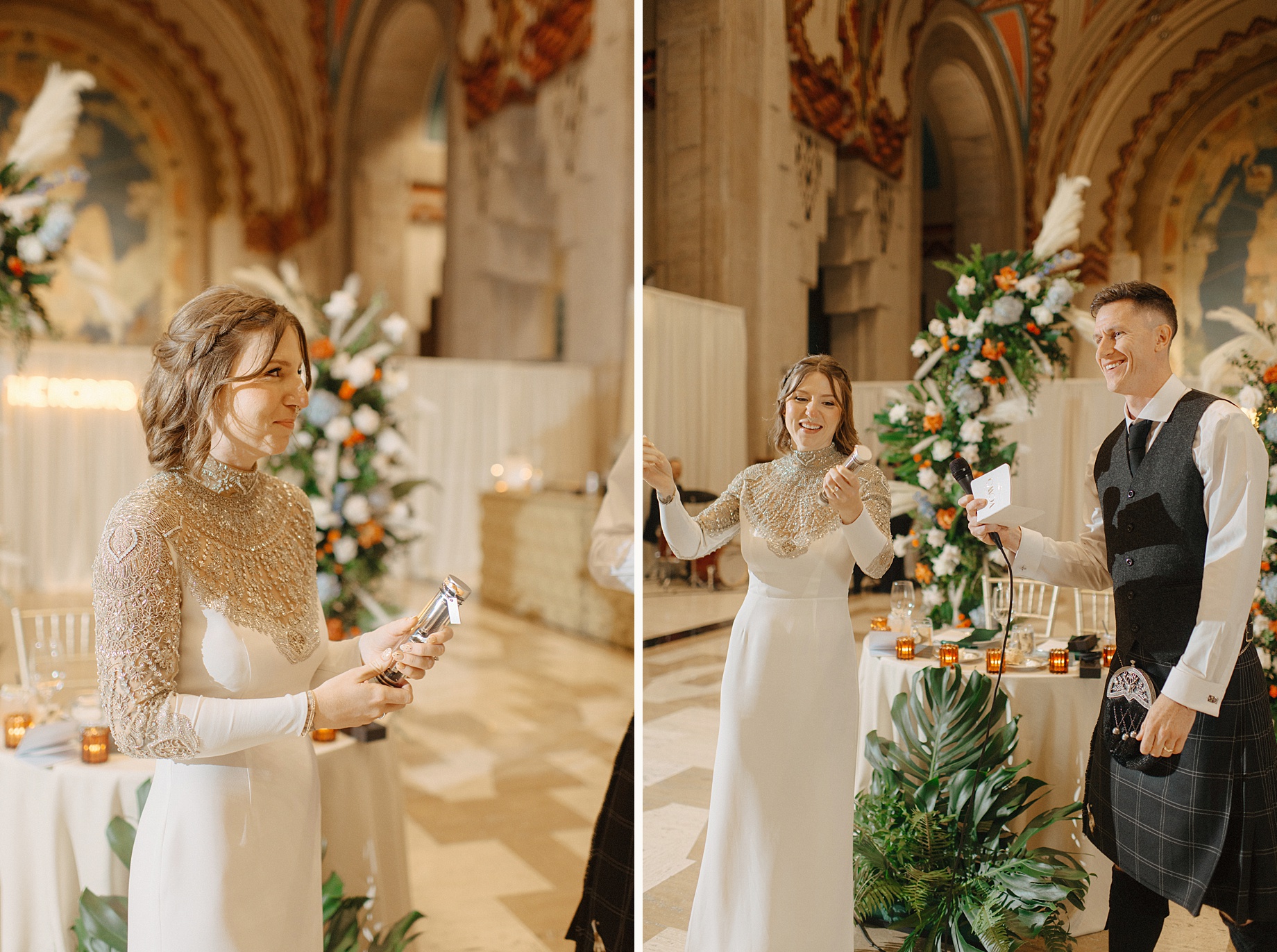 Groom gifts Bride with a special clock that will count up from the very moment they exchanged their vows