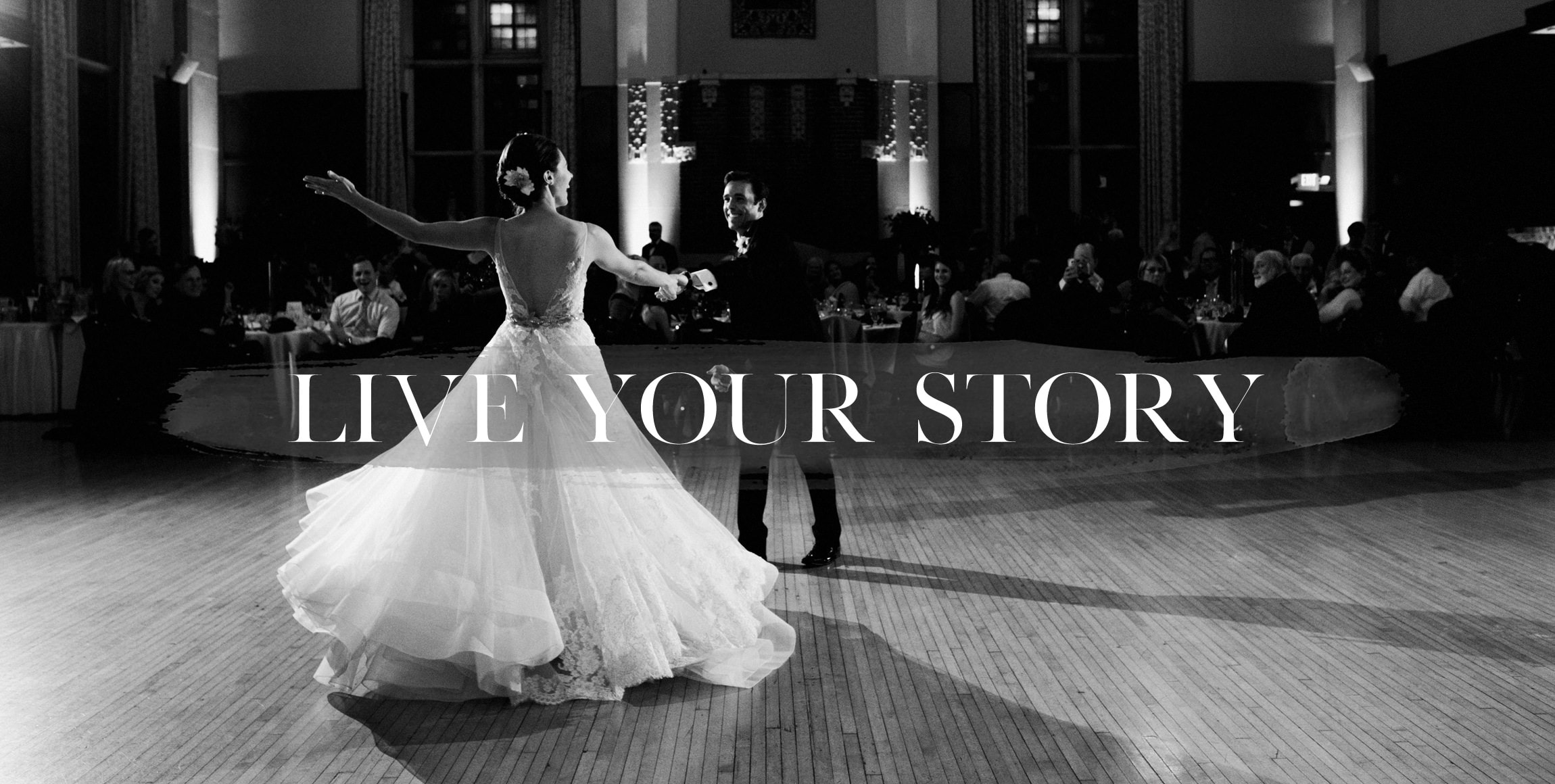 wedding photograph of a couple sharing their first dance at ann arbor michigan union